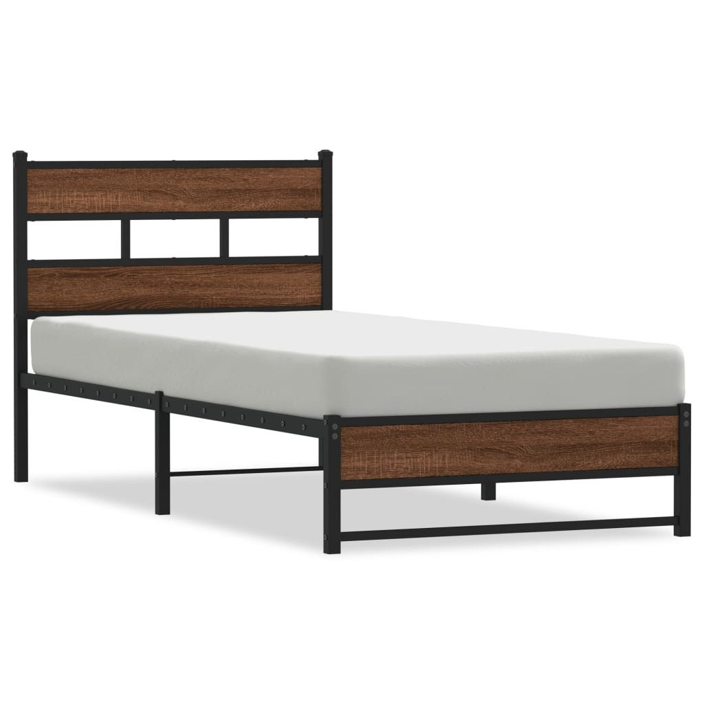 vidaXL Bett Metallbett ohne Matratze Eichen-Optik günstig online kaufen