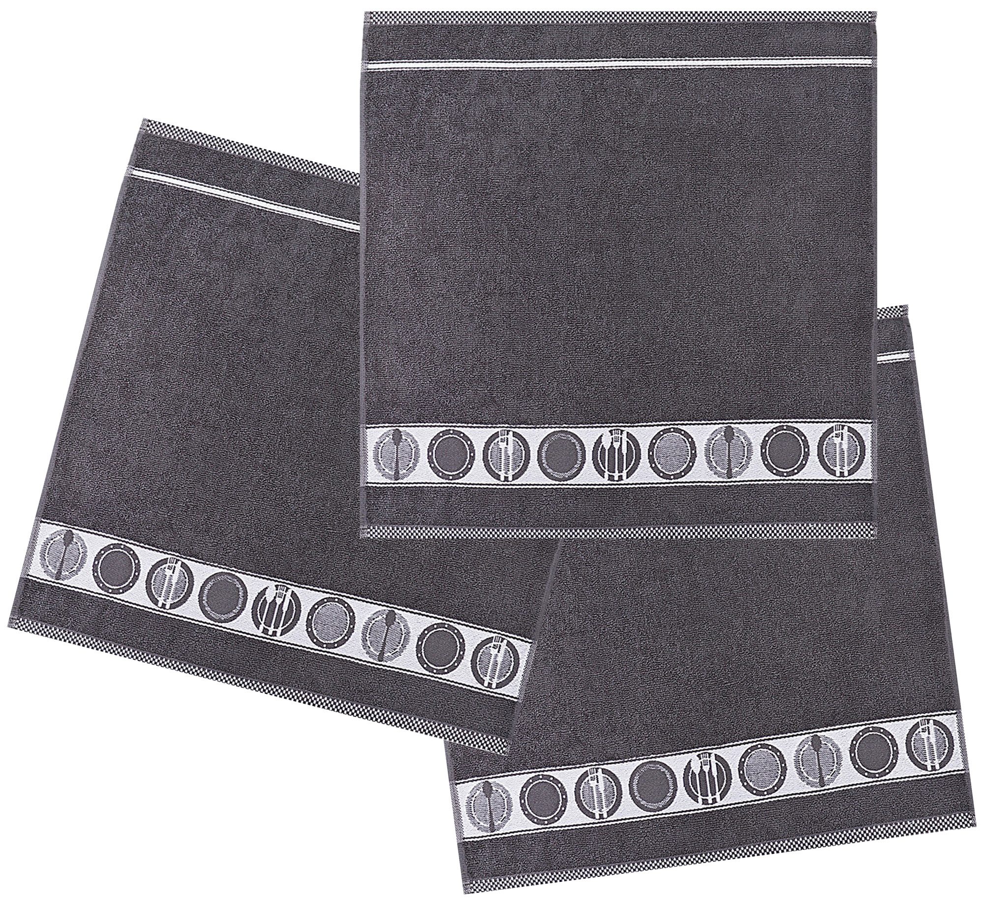 Kracht Geschirrtuch Teller, (3-tlg., 3-teilig), 3er Pack Frottee Küchenhand günstig online kaufen