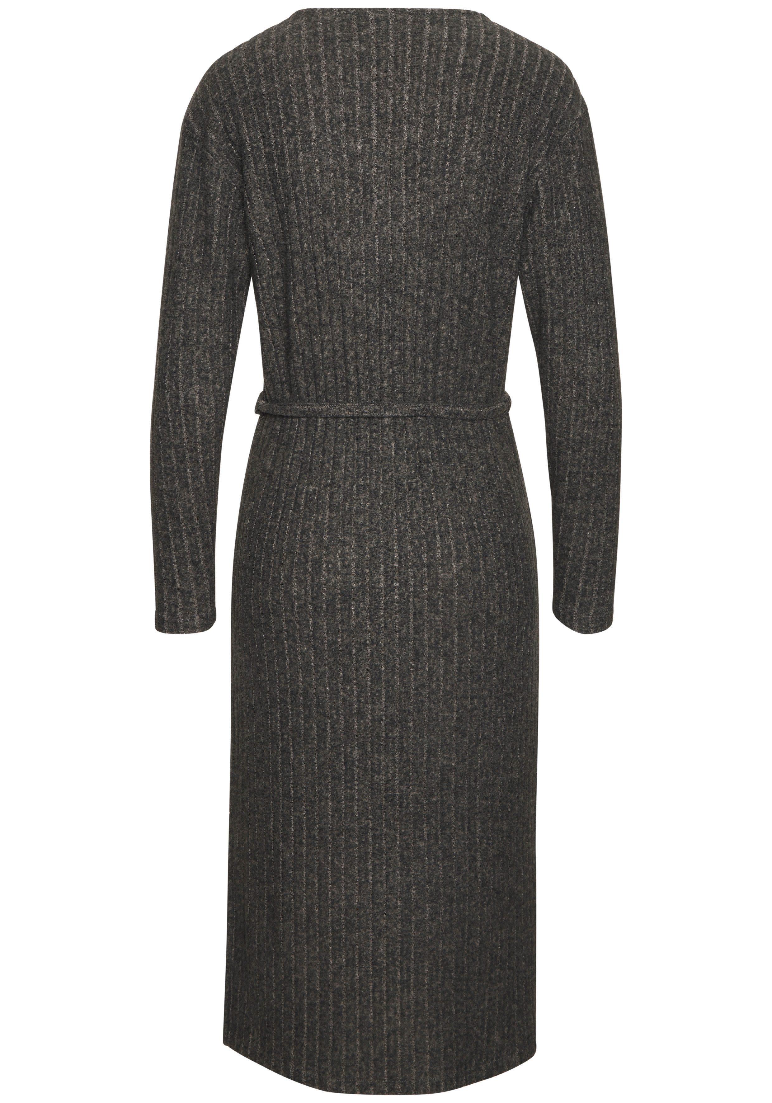 LASCANA Strickkleid Lounge-/ Rippkleid mit weiten Ärmeln und Taillenband, Loungewear