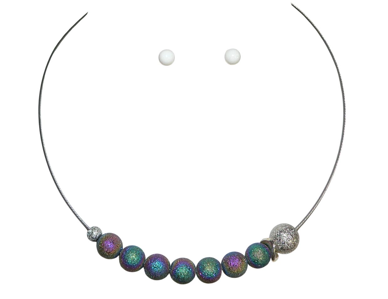 traumschmuck Halsreif 191a Edelstahl Halsreif Perle irisierend Brillianteffekt mehrfarbig (Geschenk Muttertag Weihnachten Geburtstag, incl. Schmuckbox), handgefertigt, Made in Germany