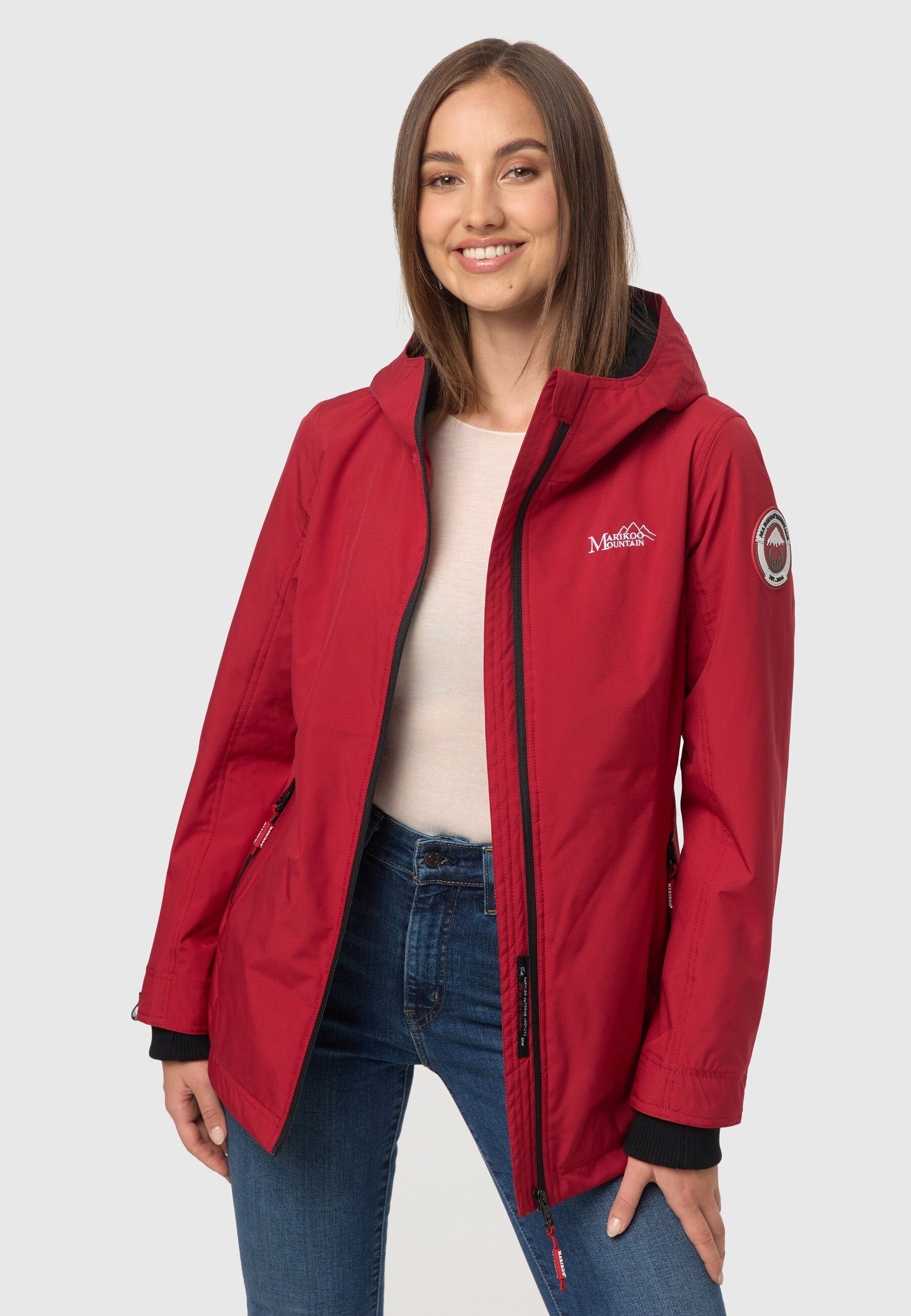 Marikoo Kapuze sportliche Outdoorjacke Übergangsjacke Honigbeere mit Dark Red