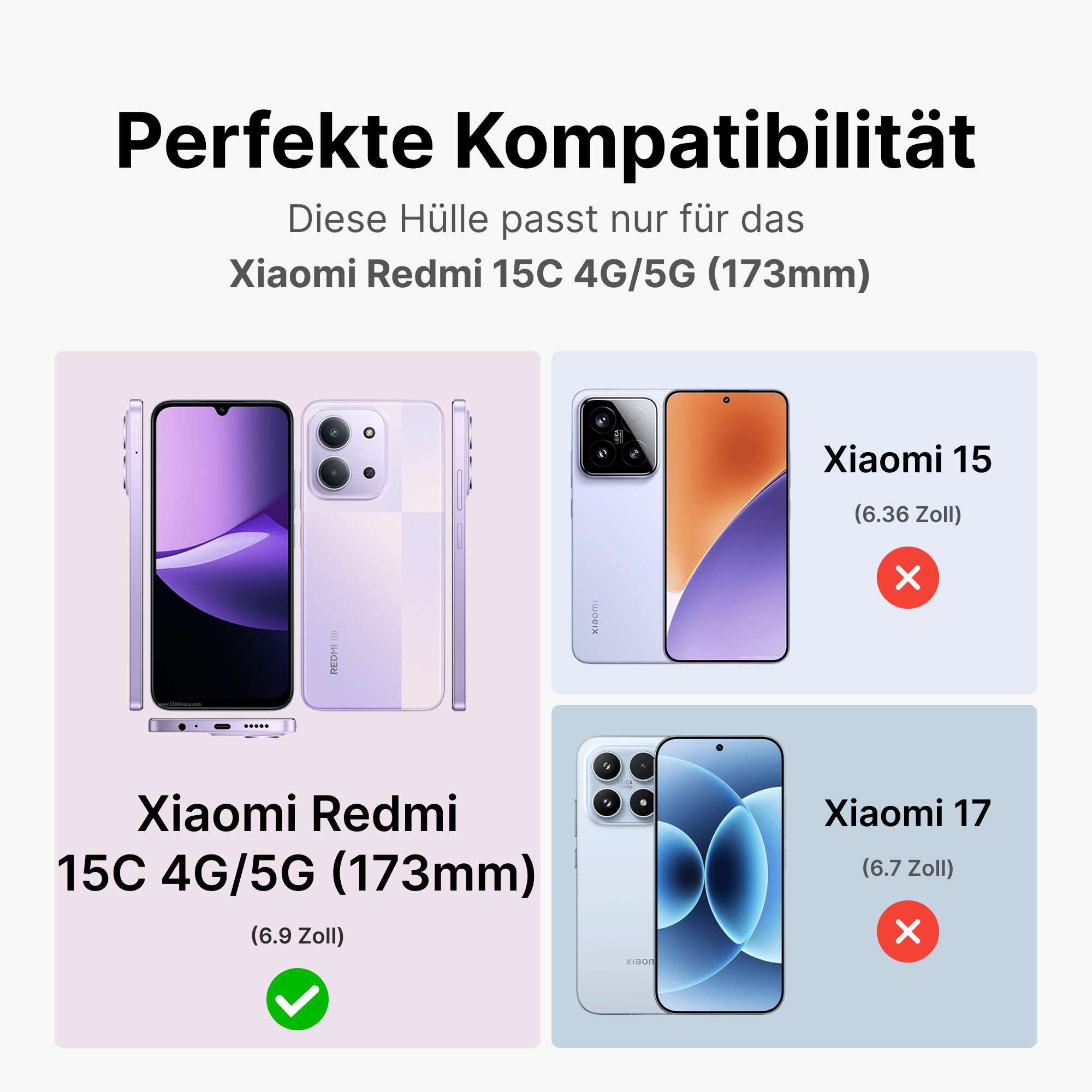 betterfon Handyhülle Handytasche für Xiaomi Redmi 15C Klapphülle mit Kartenfächern, Bookstyle-Hülle mit Magnetverschluss, Smartstand & Kunstleder
