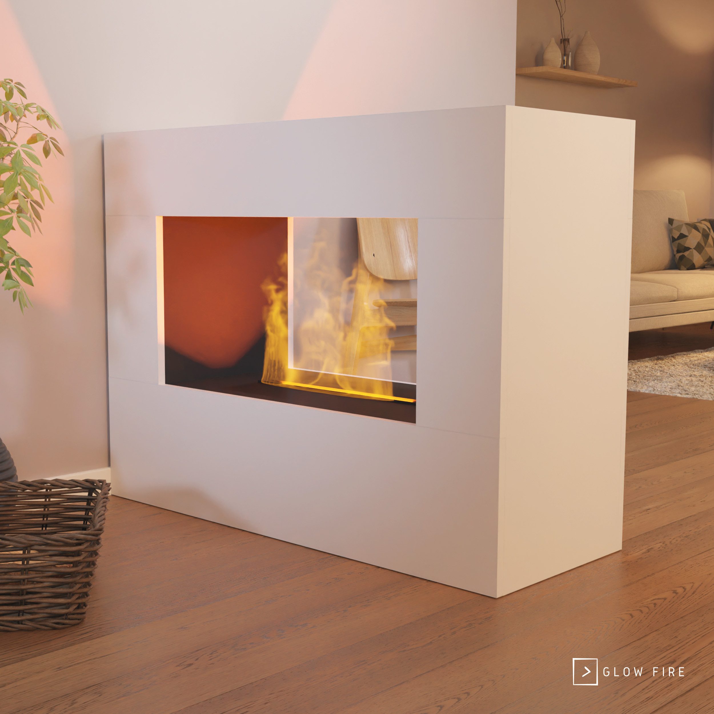GLOW FIRE Elektrokamin Konsalik Wasserdampf Kamin, Elektrischer Kamin, Wasserdampfkamin mit 3D Feuer und Knisterfunktion