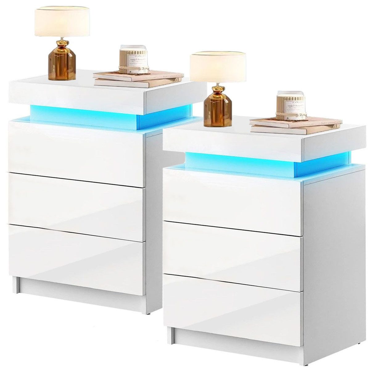 oyajia Nachttisch (2-St)Hochglanz Nachttische mit LED-Licht, günstig online kaufen