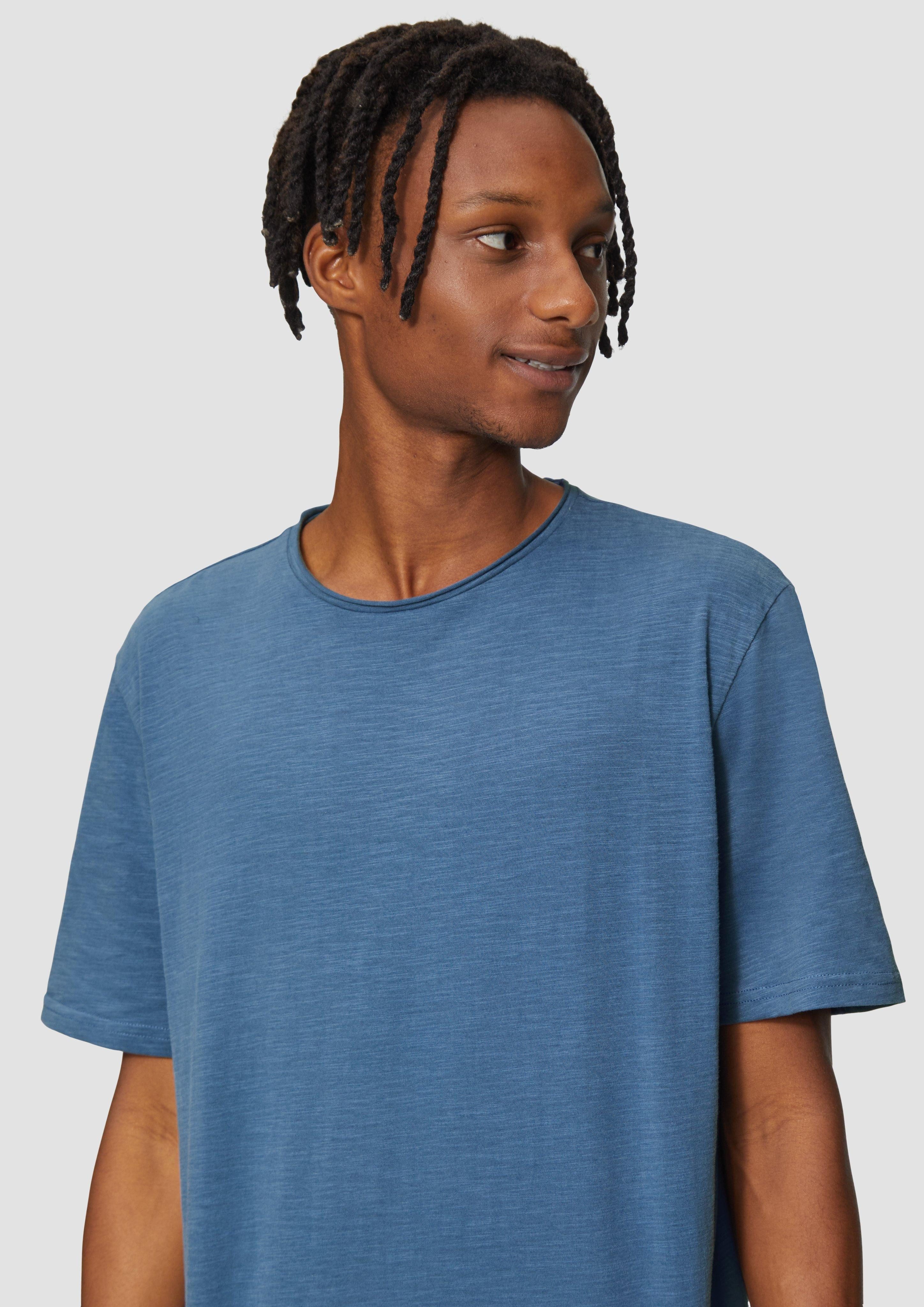 QS Kurzarmshirt Baumwollshirt mit Rollkante und günstig online kaufen