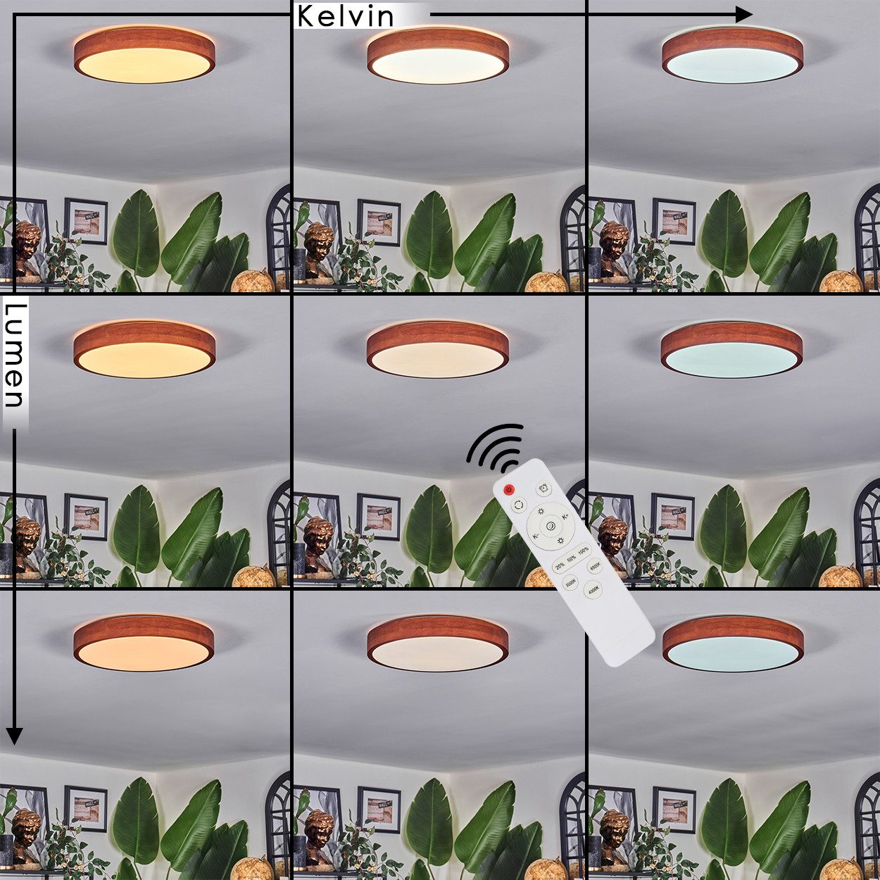 hofstein Deckenleuchte Deckenlampe aus Metall/Holz/Kunststoff in Natur/Brau günstig online kaufen