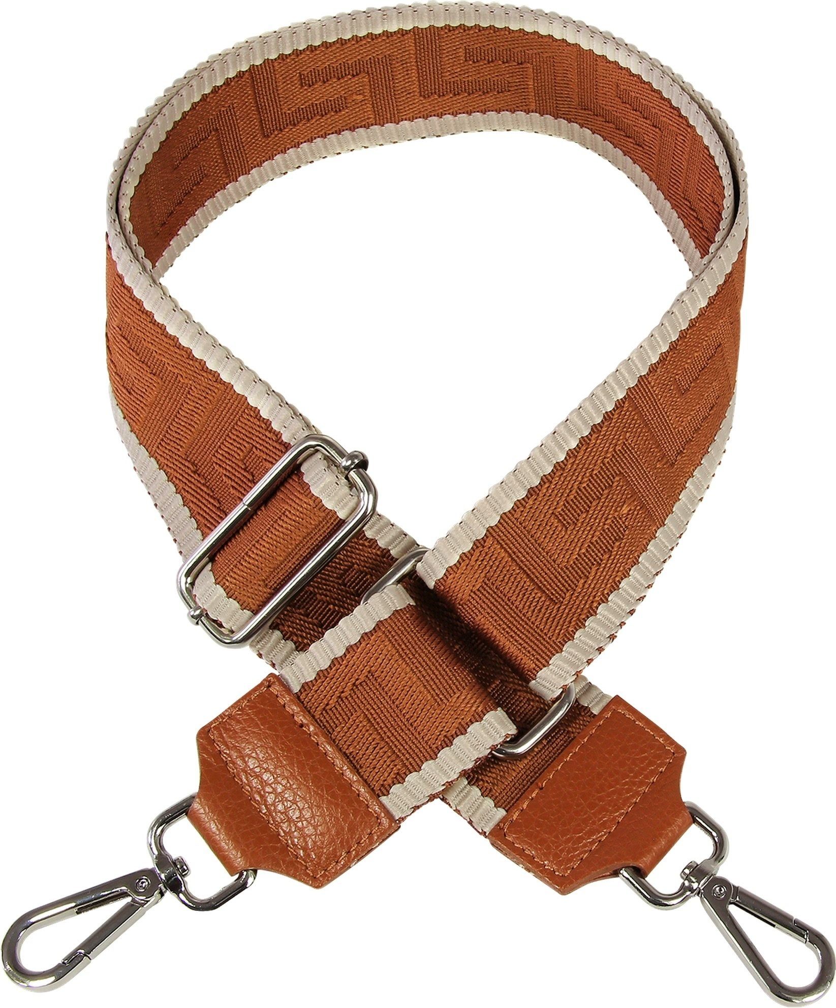 FLORENCE Tragegurt Florence Damen Boho-Gurt Canvas Leder, Damen Tragegurt, Echtes Leder, Panama Canvas braun, tan ca. 140cm