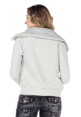 Cipo & Baxx Sweatjacke mit coolem Doppelkragen