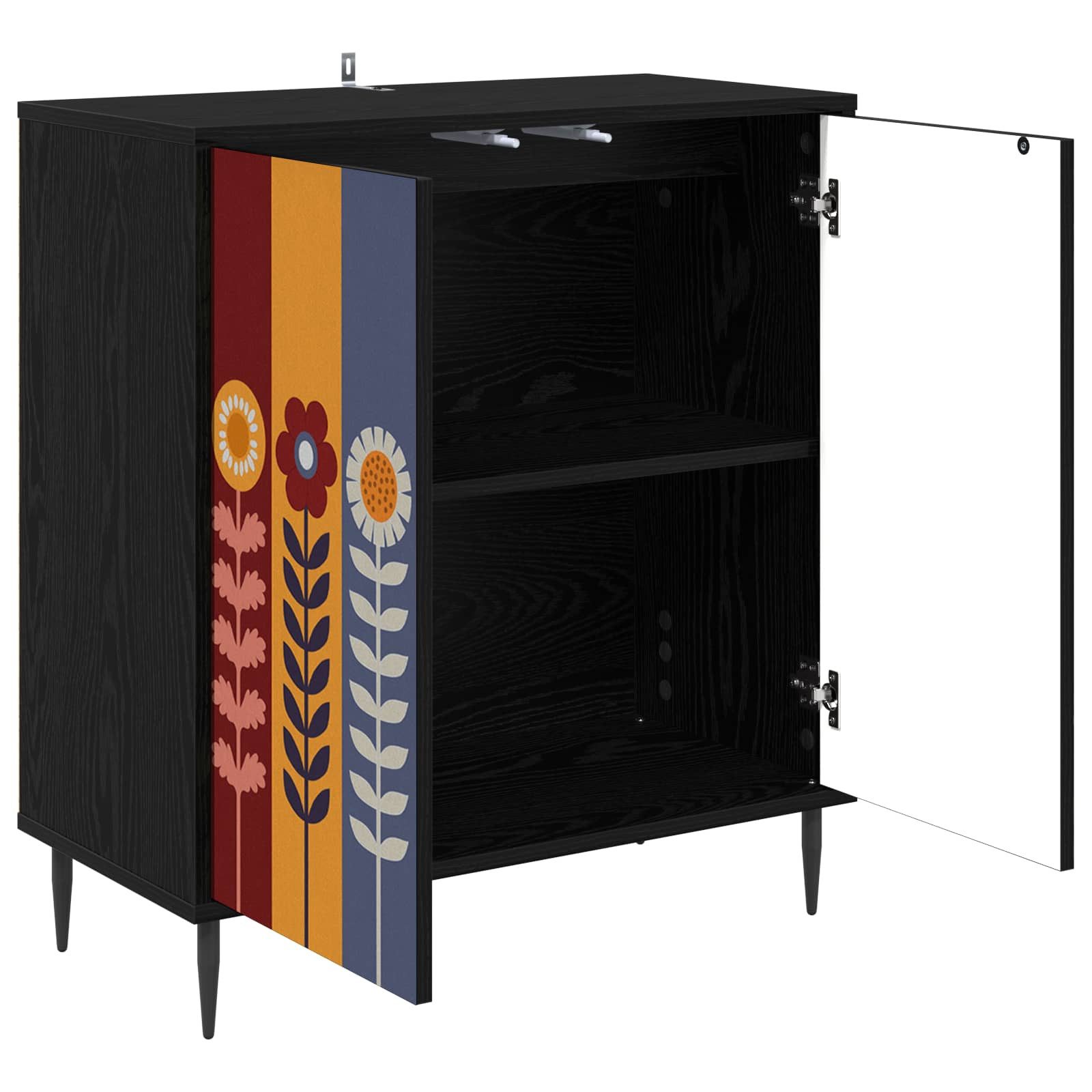 vidaXL Sideboard Sideboard ESSEN Schwarz Eichen-Optik 69 x 33 x 76 cm (1 St)