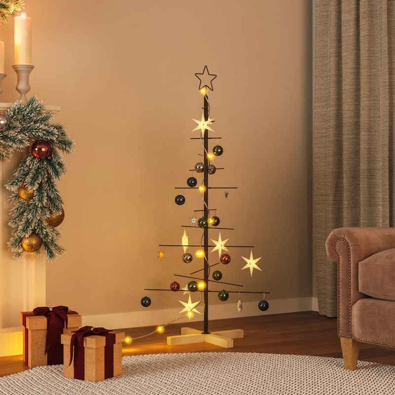 vidaXL Künstlicher Weihnachtsbaum Weihnachtsbaum Metall mit Holzständer Schwarz 120 cm