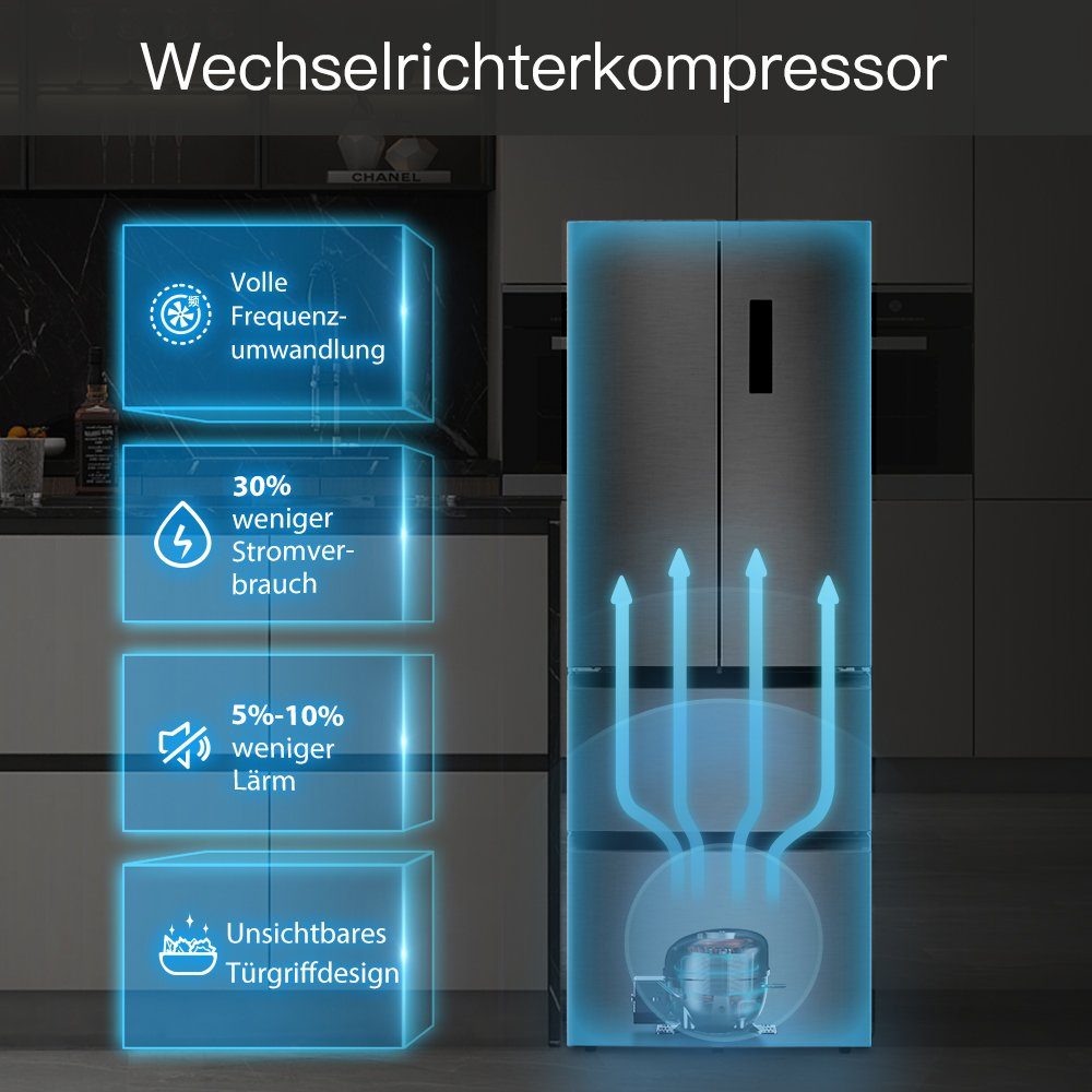 CHiQ Side-by-Side Kühl-Gefrierkombination mit Wasserspender, 177 cm hoch, 91.2 cm breit, 12 Jahre Garantie für den Kompressor