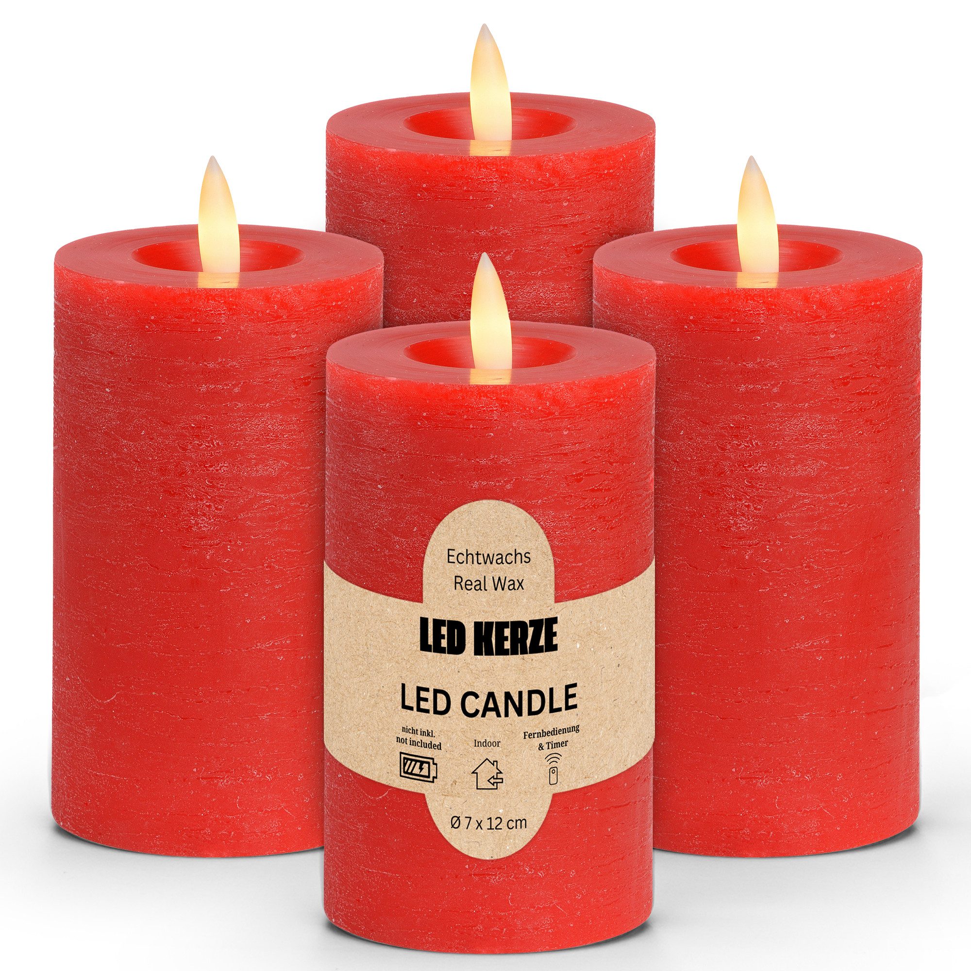 matches21 HOME & HOBBY Tafelkerze LED Stumpenkerzen 4er Set Wachs, Flackern günstig online kaufen