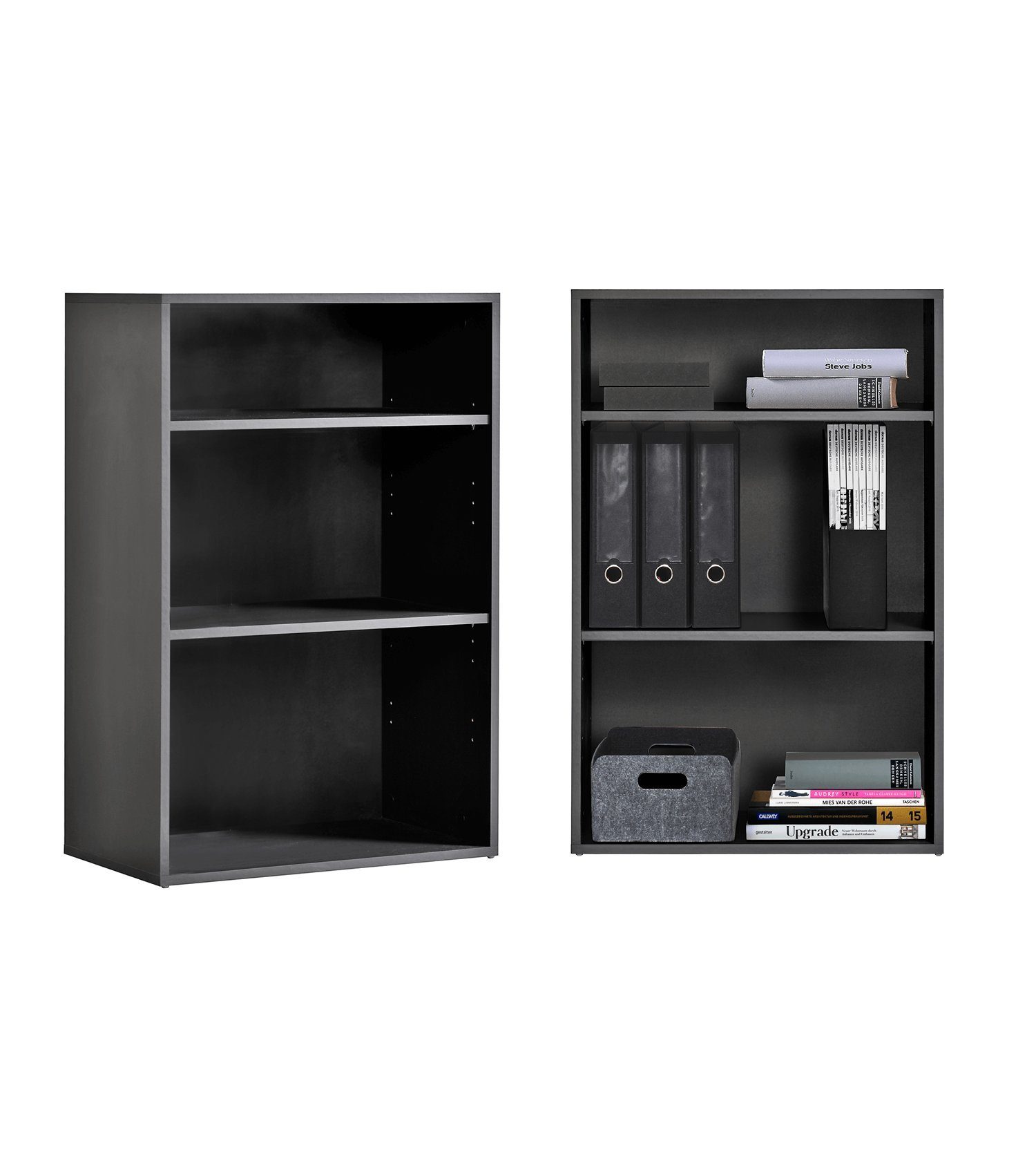 mokebo Bücherregal Der Bücherwurm, 60x91x34,5 cm, in Anrhazith Schwarz, Akt günstig online kaufen