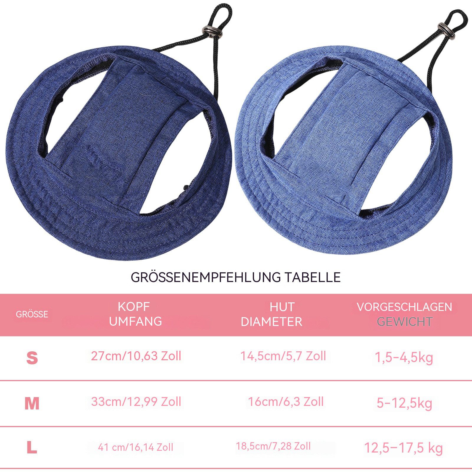 Srvillg Baseball Cap Verstellbarer Sonnenhut für Hunde mit Ohrenöffnungen und Sonnenschutz. Outdoor-Wanderhut, geeignet für kleine, mittelgroße und große Hunde.
