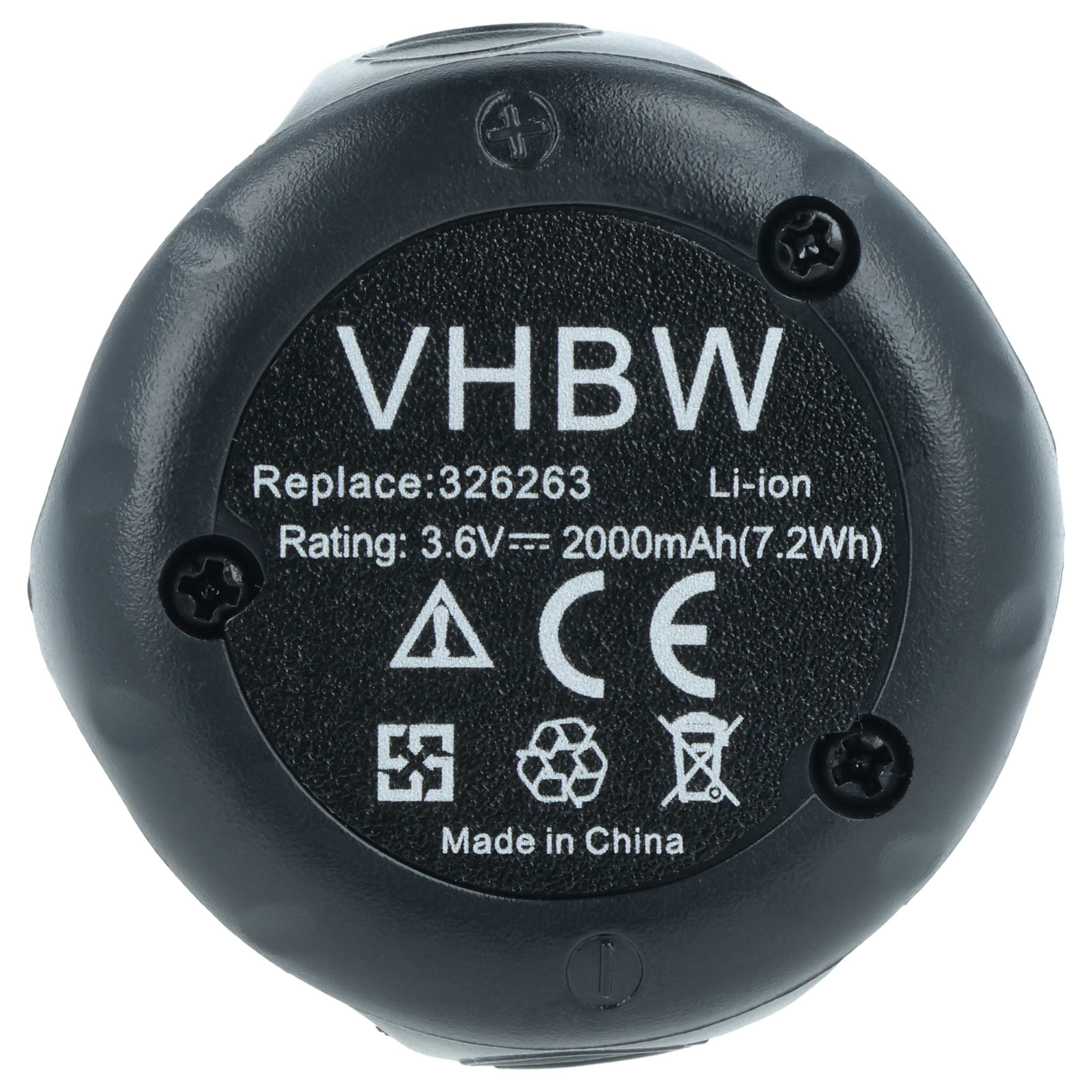 vhbw Akku Ersatz für Hitachi / HiKOKI EBM 315, EBM315, 326263, 326299 für Akku Akku Li-Ion 2000 mAh (3,6 V, 1 St), Leistungsfähiger Austausch-Akku für Werkzeug Powertools wie