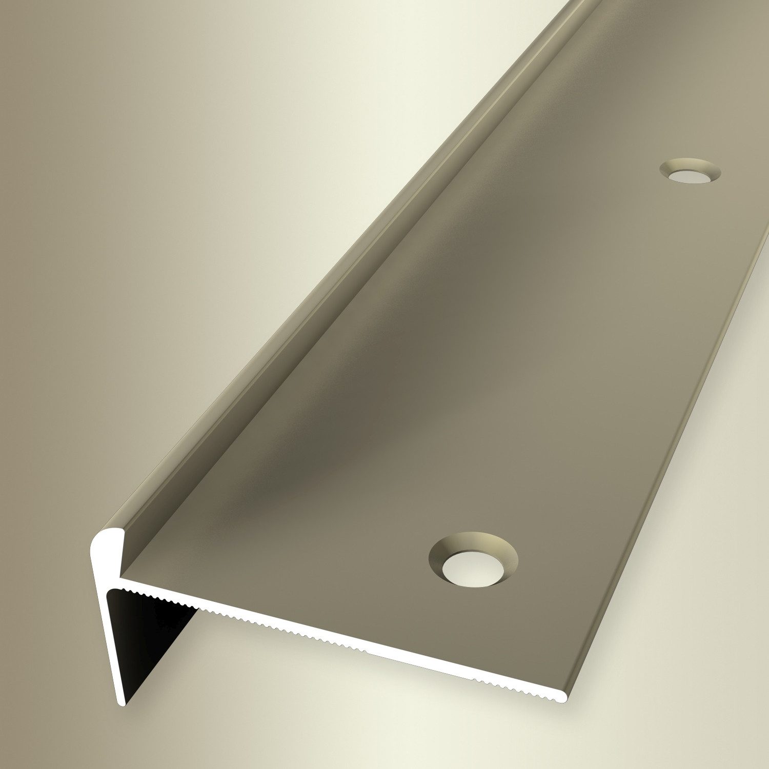 Küberit Treppenkantenprofil 22 x 48 x 2500 mm Winkelprofil Sand Gebohrt Aluminium
