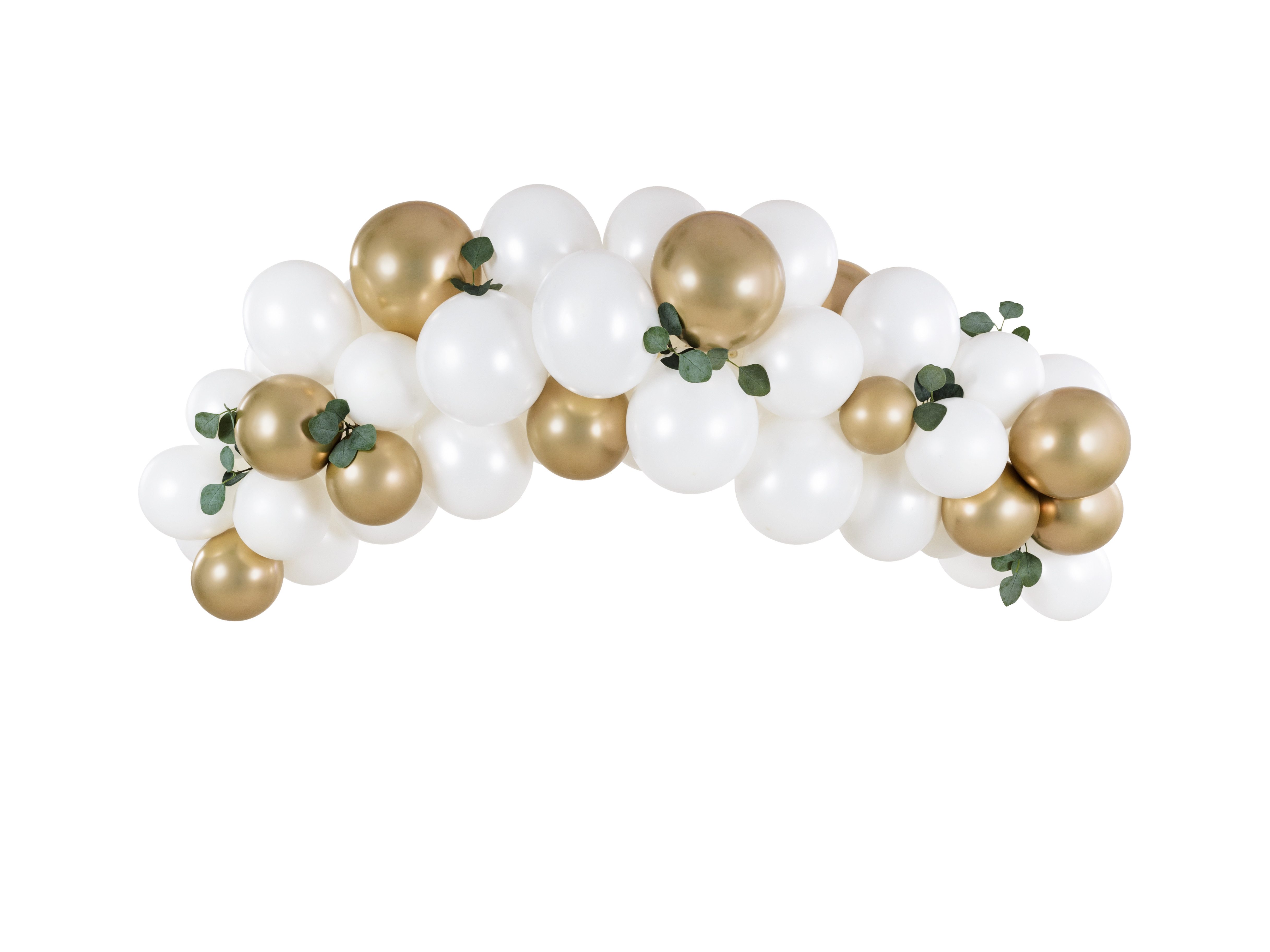 partydeco Latexballon Latexballon Ballongirlande weiß-gold, 200cm