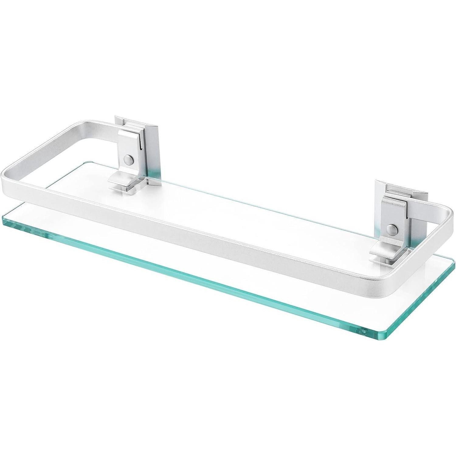 LuxusKollektion Duschregal Duschregal Hartglas 8mm Glasablage Wandmontage Aluminium 1