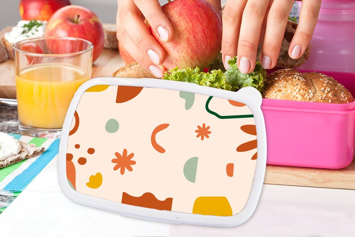 Muster für rosa Mädchen, Kunststoff, Blumen, Brotdose Erwachsene, - - (2-tlg), Formen MuchoWow Brotbox Kunststoff Snackbox, Lunchbox Kinder,