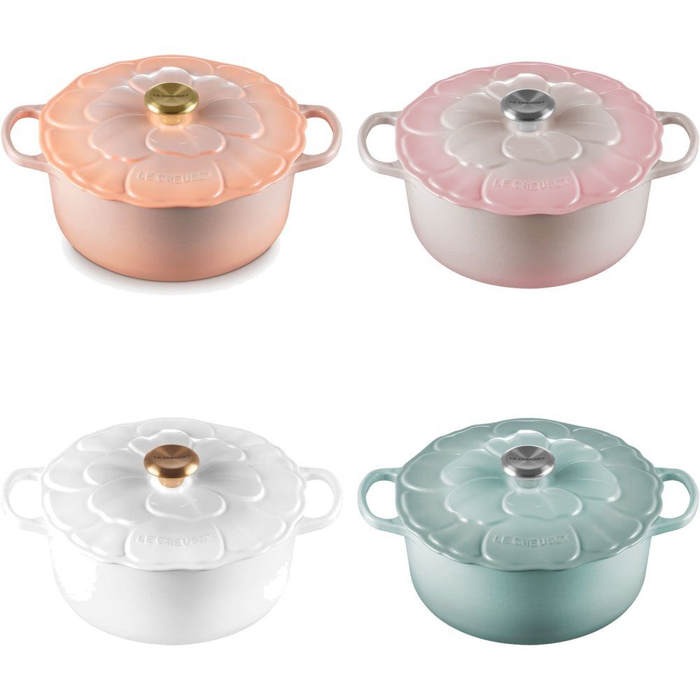 LE CREUSET Bräter LeCreuset Bräter Signature Blume 26cm, Sea Salt, Gußeisen