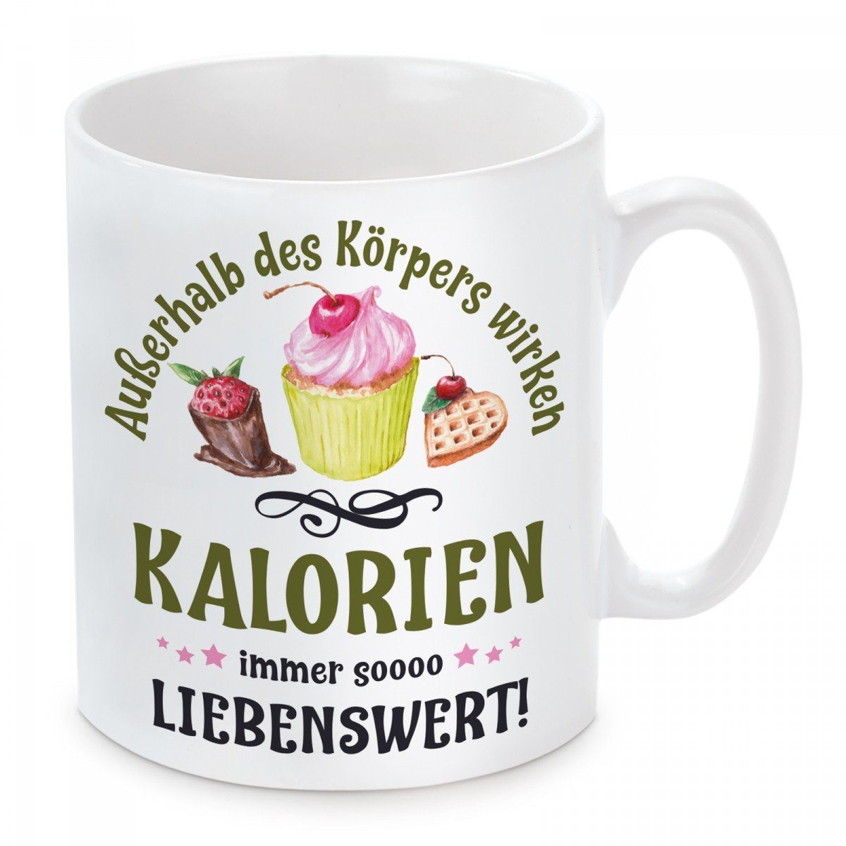 des Außerhalb Kalorien, Kaffeebecher mikrowellengeeignet Körpers Keramik, mit spülmaschinenfest und Kaffeetasse Motiv wirken Herzbotschaft Tasse