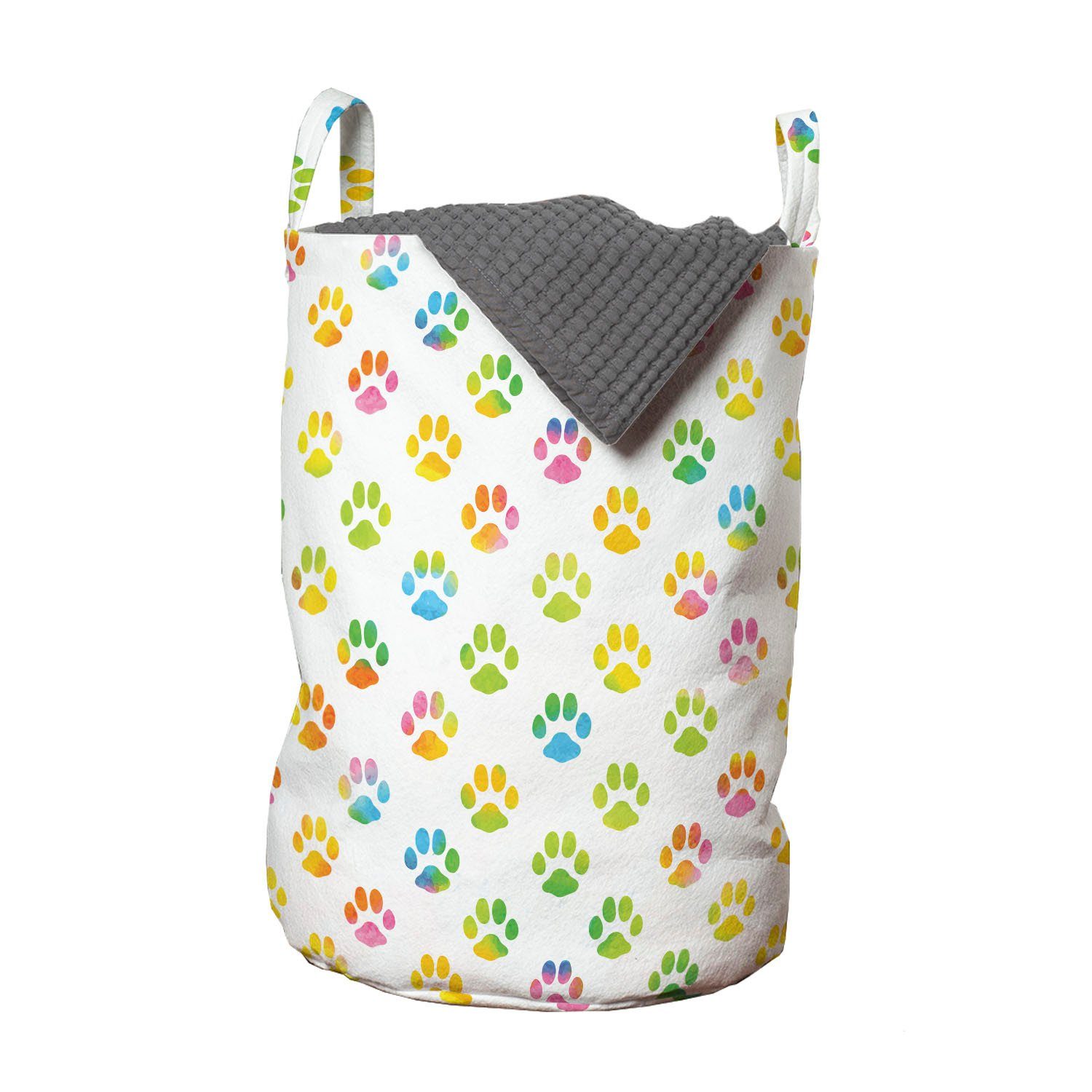 Abakuhaus Wäschesäckchen Wäschekorb für Abstrakt Griffen Fußabdruck mit Kordelzugverschluss Hundeliebhaber Waschsalons