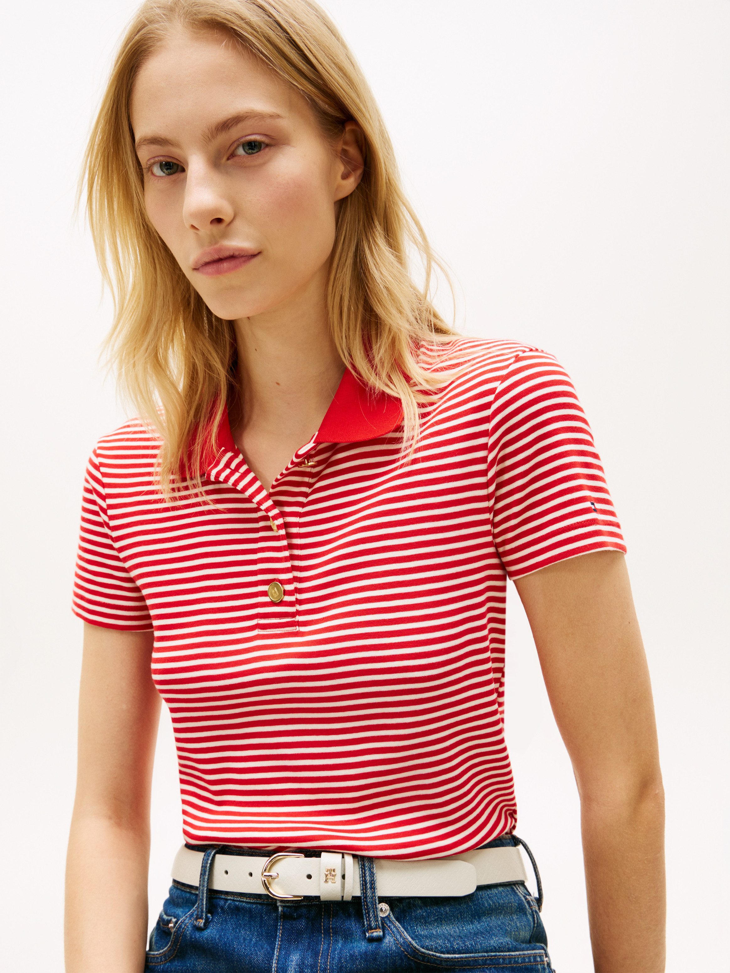 Tommy Hilfiger Poloshirt GOLD BUTTON SLIM SS POLO – Bild 2 von 5