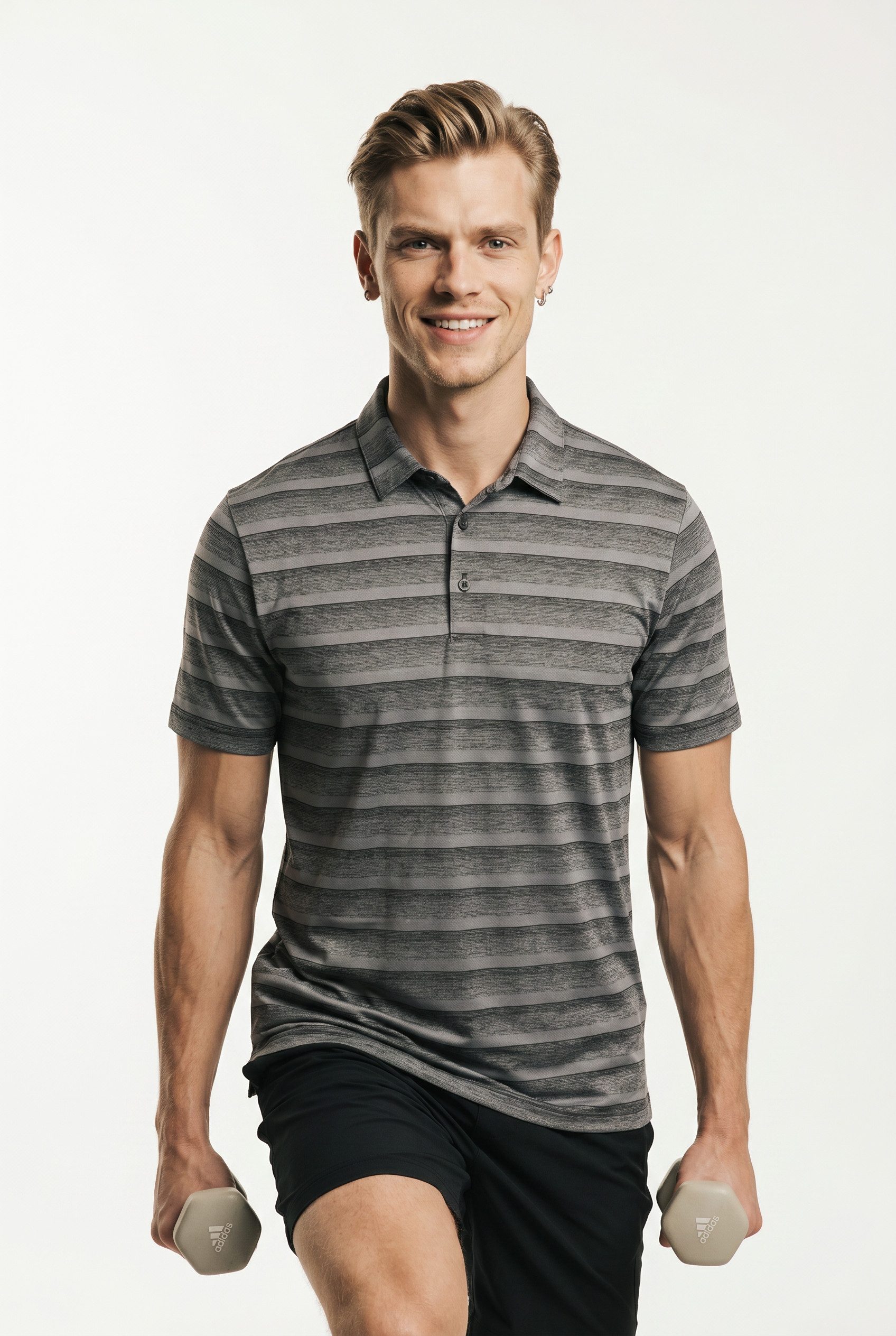adidas Performance Poloshirt TWO-COLOR STRIPED klassischer Stil, mit Allover-Print, aus Pikeematerial