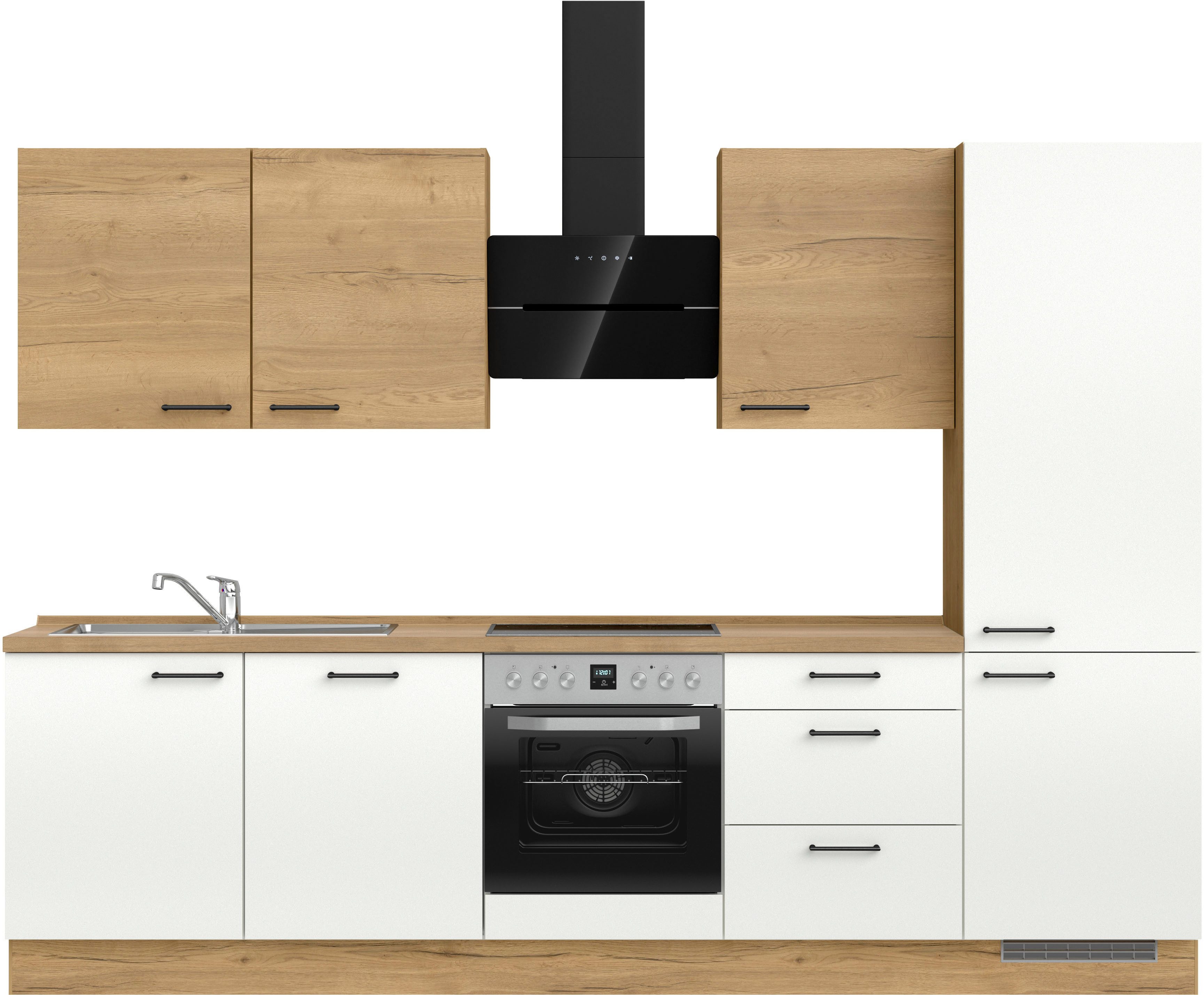 nobilia® Küchenzeile "MIAMI", NEU: individuell anpassbar mit gratis Profi-Beratung, vormontiert, Breite 300 cm, Ausrichtung wählbar, wahlw. mit E-Geräten