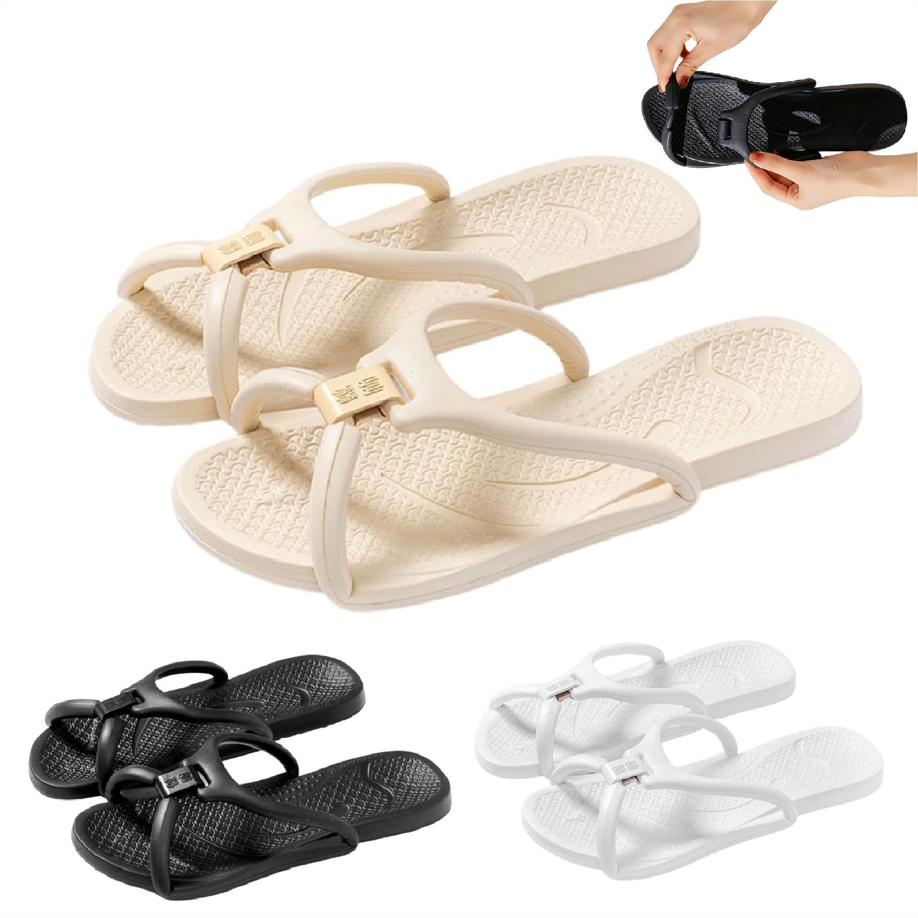 Mutig Badeschuhe Damen Herren,Reise Hausschuhe, Badeschlappen Leicht Badeschuh (Schlappen Flops,Dusche faltbare Schuhe schnelltrocknend rutschfest, EVA-Material, für Sommer, Indoor, Outdoor, Spa, tragbar, Hotel) für Badezimmer, Schlafzimmer, Wohnzimmer, Strand, Freizeit