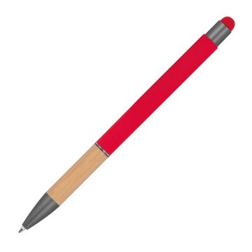 Livepac Office Kugelschreiber Touchpen Kugelschreiber mit Griffzone aus Bambus / Farbe: rot