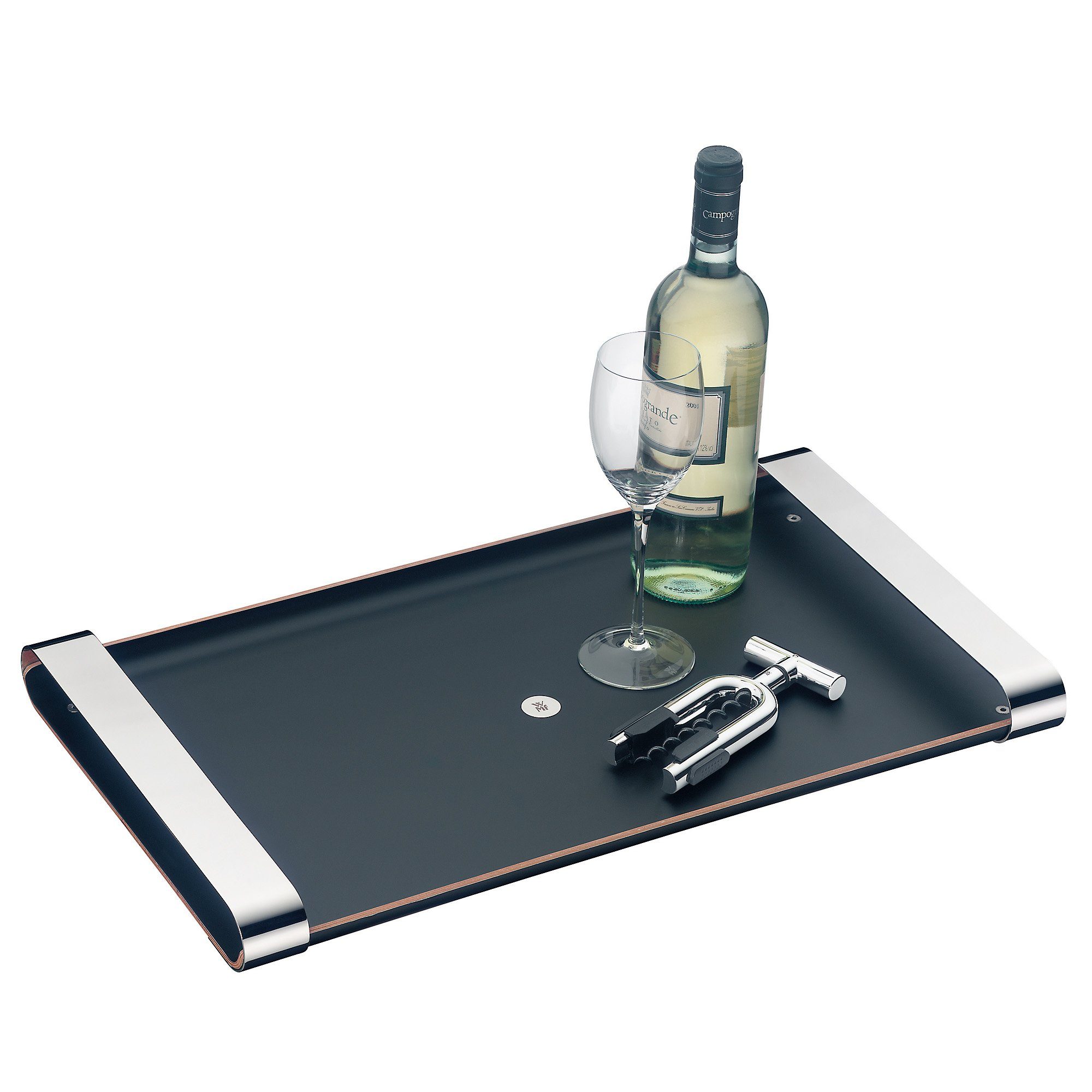 WMF Servierplatte Club Serviertablett, 54 x 32 cm, Cromargan® Edelstahl rostfrei 18/10, (1x Tablett mit Tragegriffen (54 x 32 cm) ohne Gestell, 1-tlg., 1x Tablett mit Tragegriffen (54 x 32 cm) ohne Gestell), Club