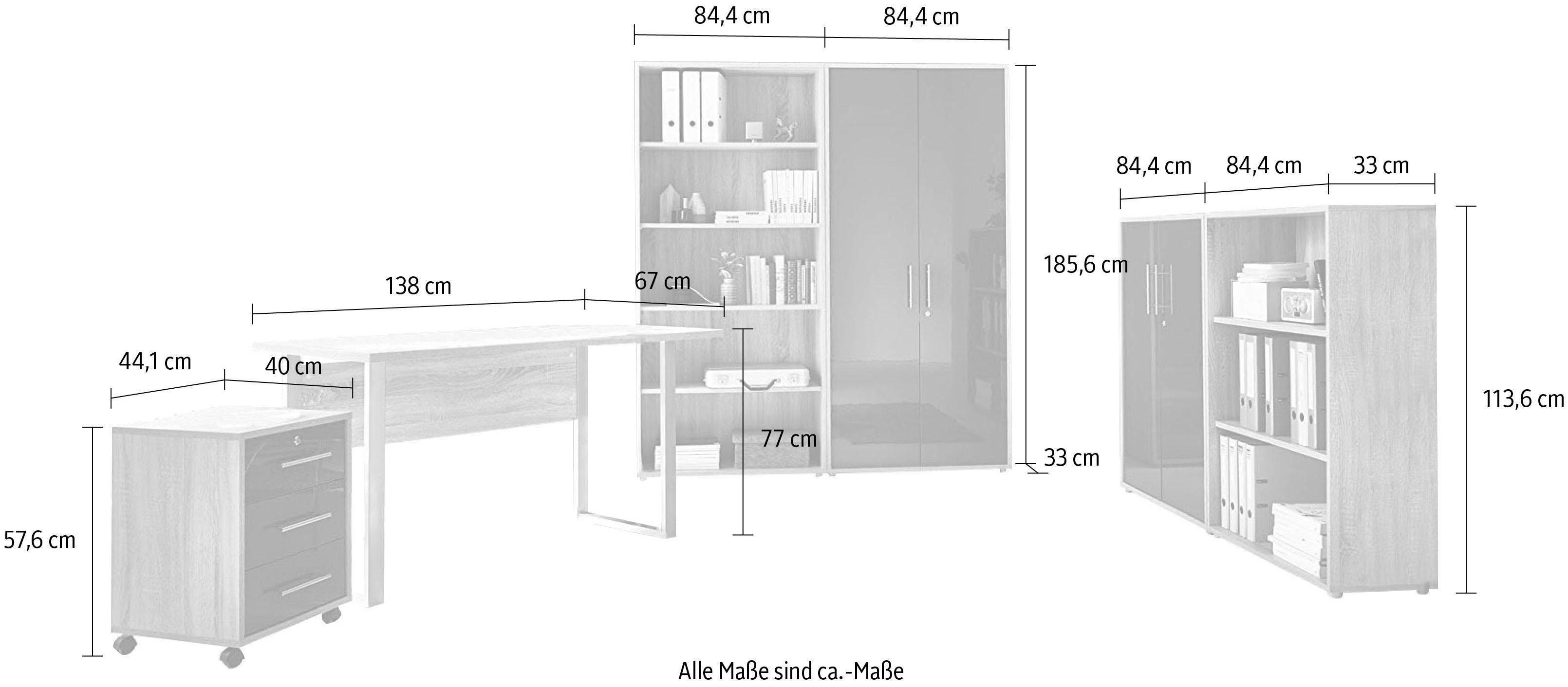 BMG Möbel Büro-Set Tabor Mini HG Sonoma/ Eiche 1 Anthrazit Kombi