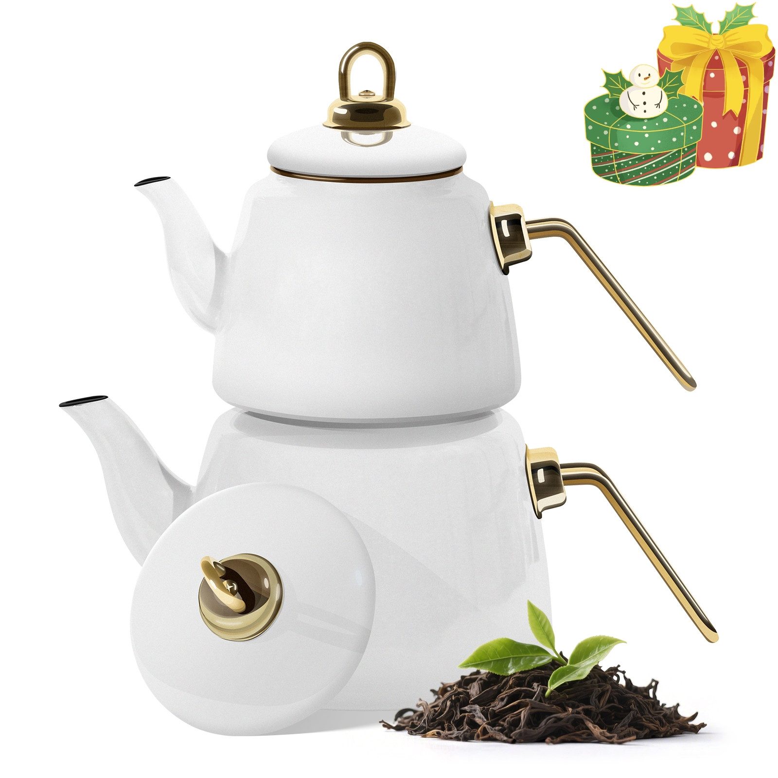 HOMELUX Teekanne Induktionsgeeignet, Wasserkessel, Turkische Teekocher 2L+1L, (4-tlg, Induktion), Für alle Herdarten geeignet