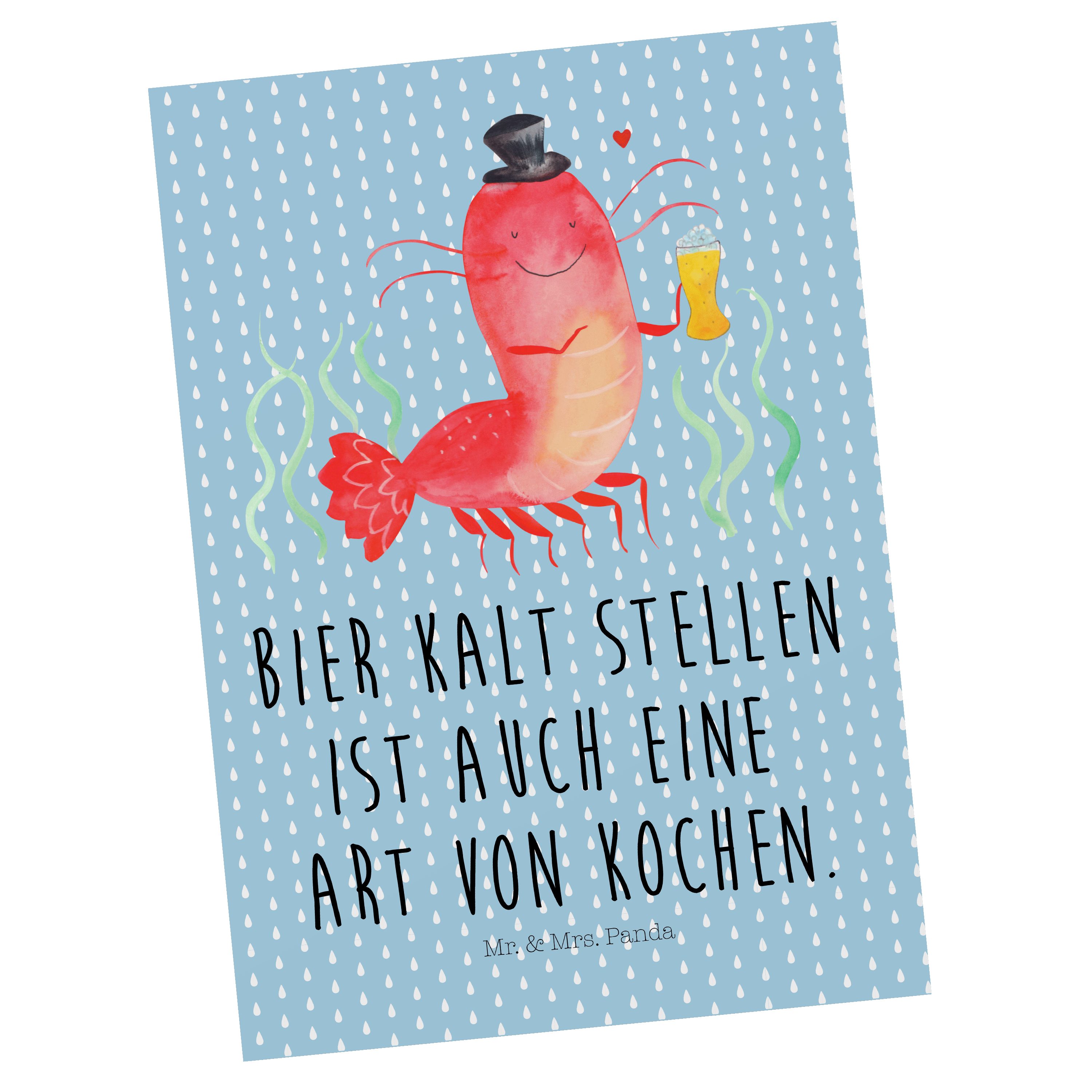 Pastell Geschenk, Postkarte Mrs. Panda Bierliebh - & - mit Blau Weizen Mr. Geschenkkarte, Hummer