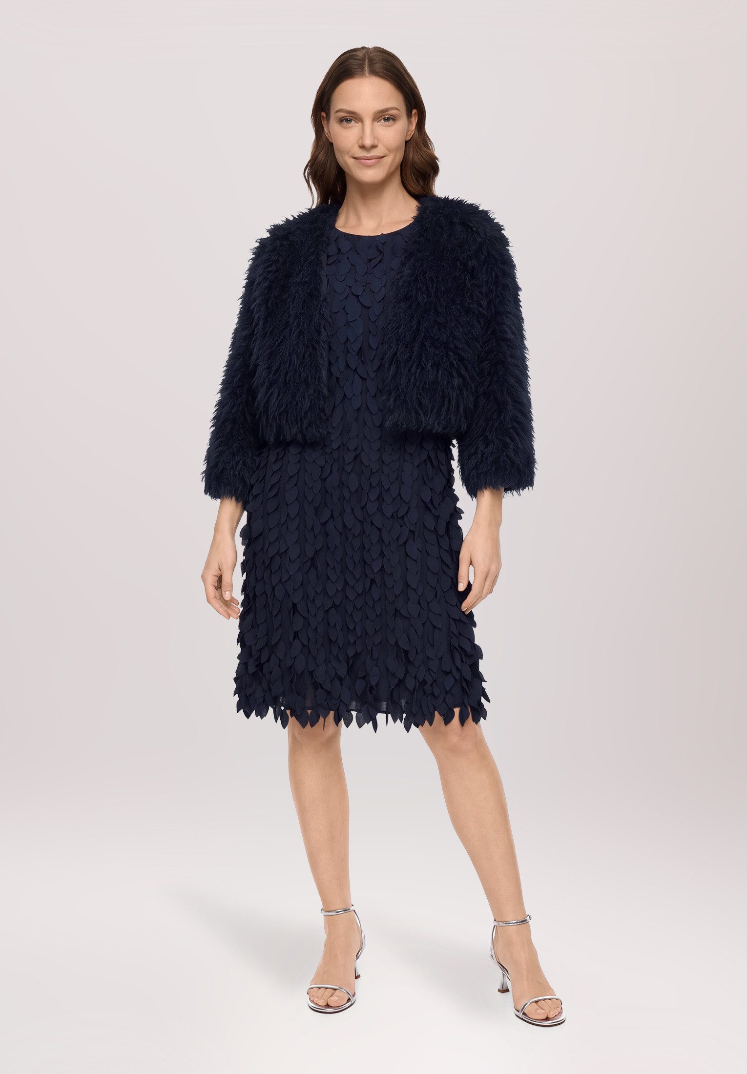 Vera Mont Fellimitatjacke Damen mit Rundhalsausschnitt