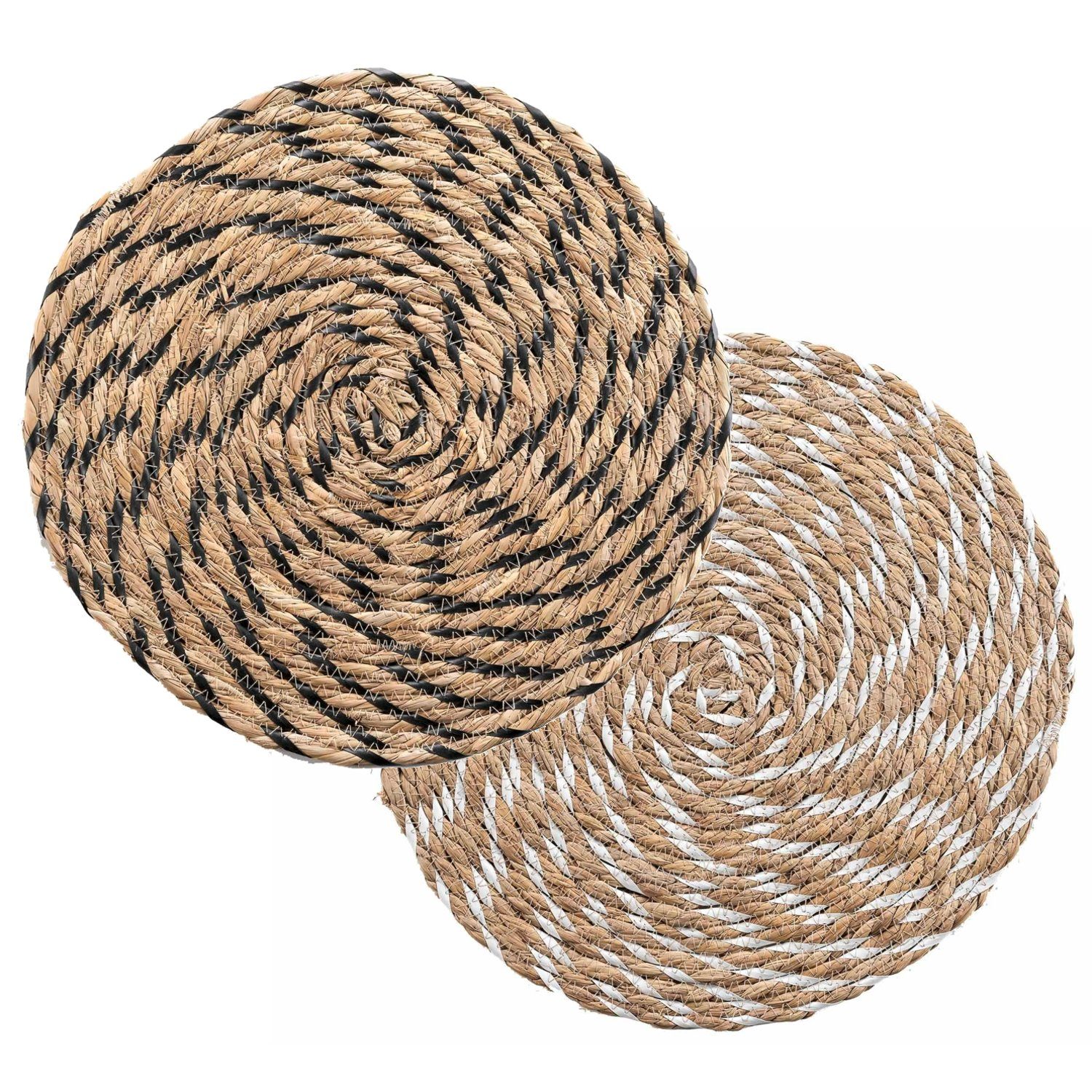 Macosa Home Platzset 2 STK. Stroh rund Braun Schwarz Weiß Platzmatten moder günstig online kaufen