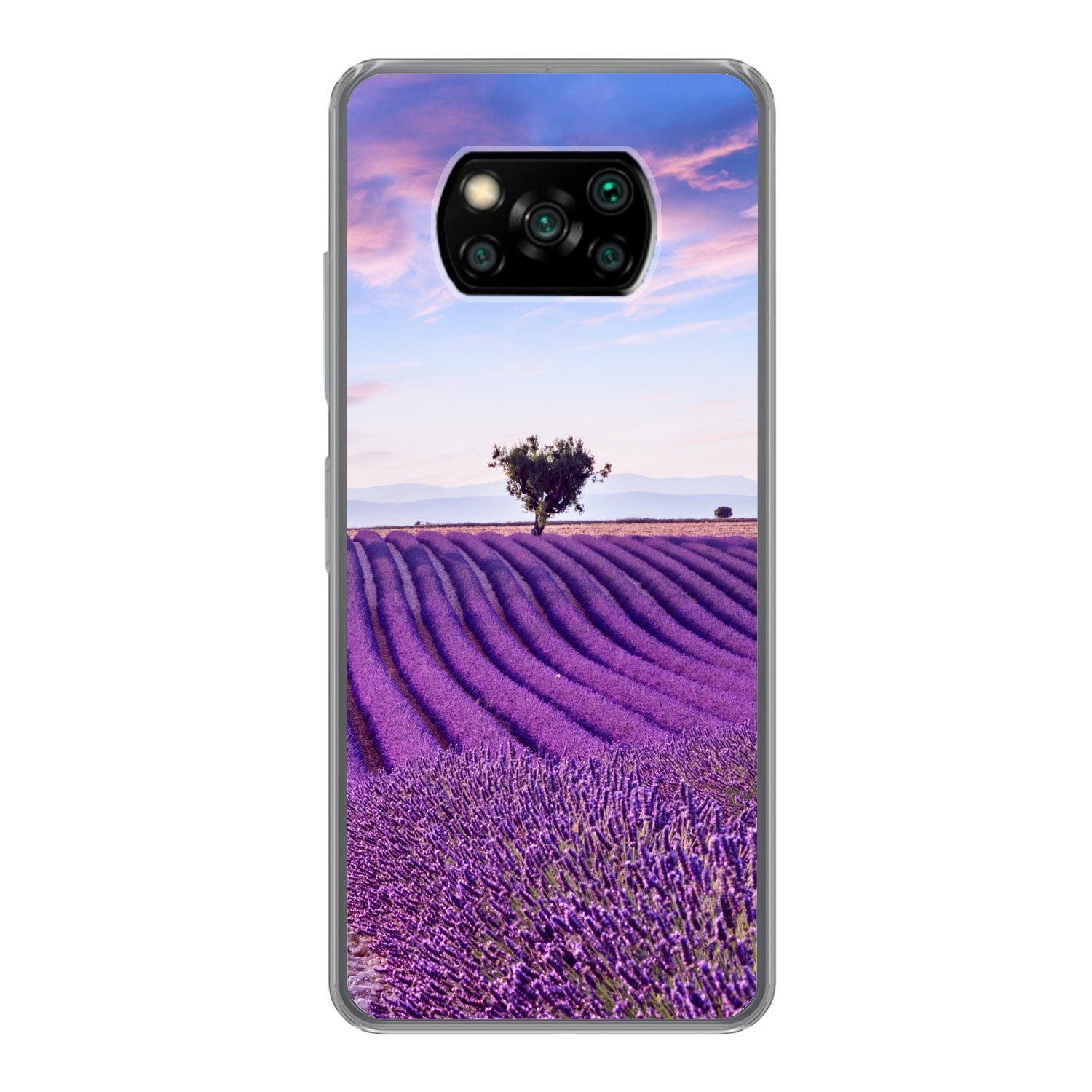 MuchoWow Handyhülle für Xiaomi Poco X3 Pro Lavendel - Natur - Lila - Bäume - Blumen, Phone Case, Silikon, Schutzhülle Dünn