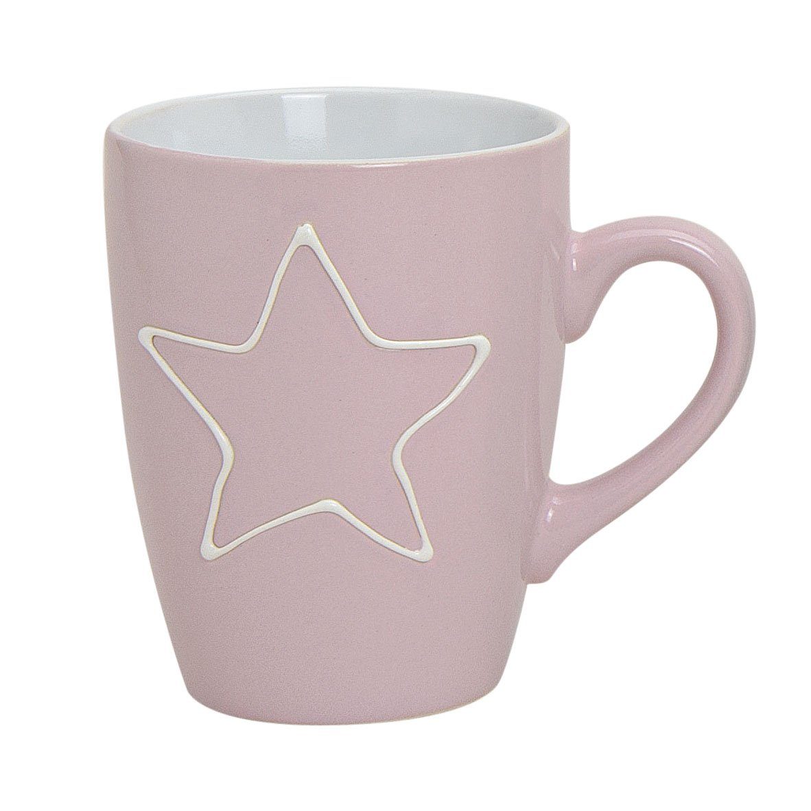 Levandeo® Becher, 3er Set Becher 300ml Stern Keramik Pastell Rosa Grün Grau Kaffeepott