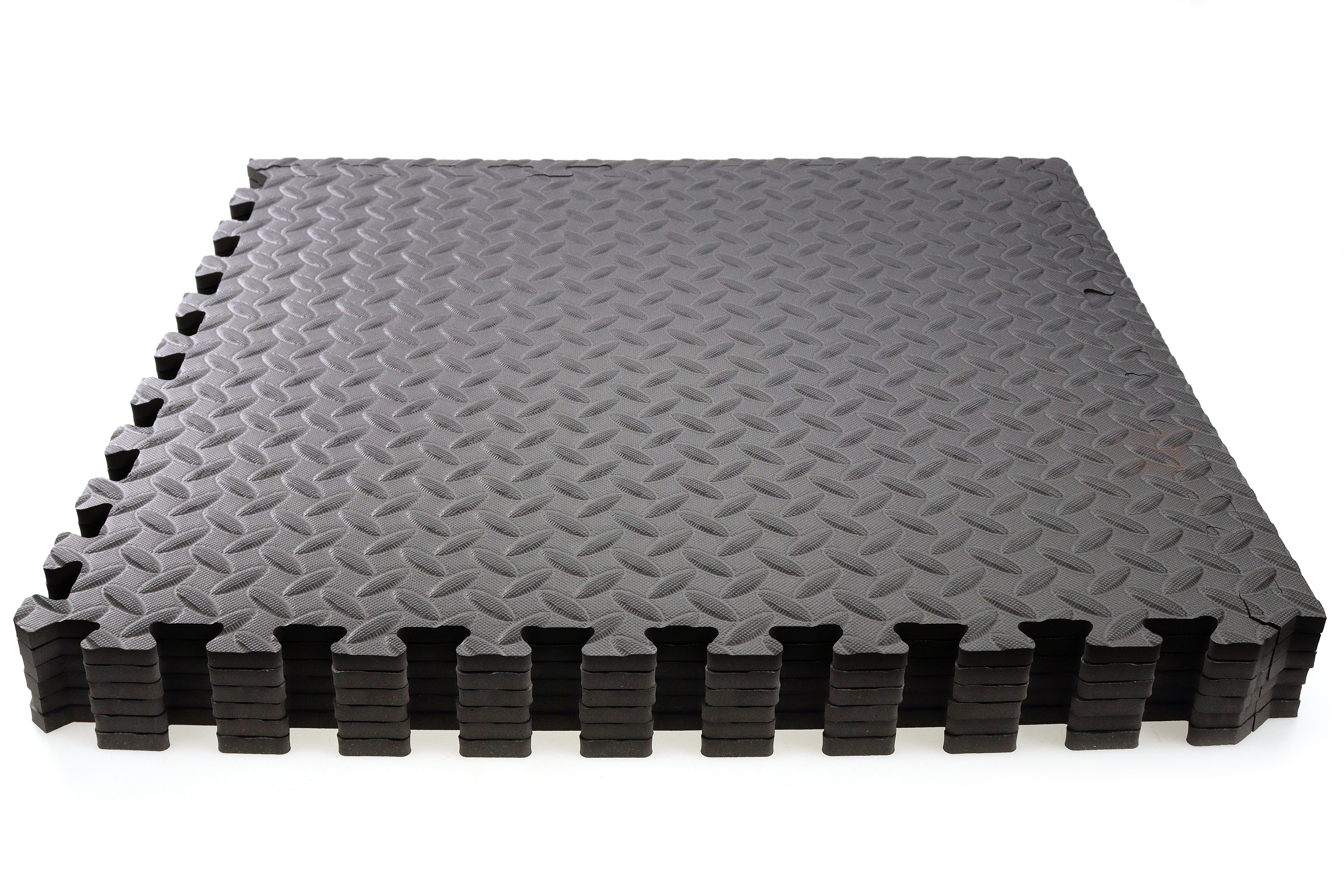 ELLUG Sportmatte 6 Stück Steckmatte schwarz, Härtegrad 30-35, inkl. 12 Randstücke