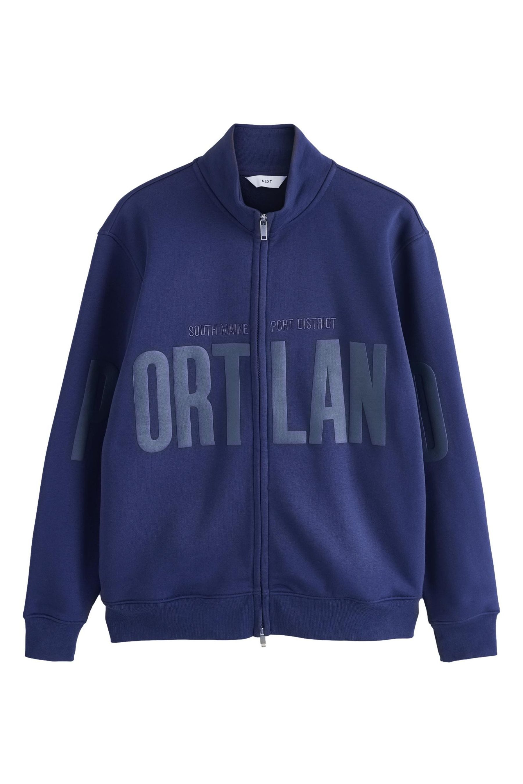Next Sweater Pullover mit RV-Kragen und Grafik-Print (1-tlg)