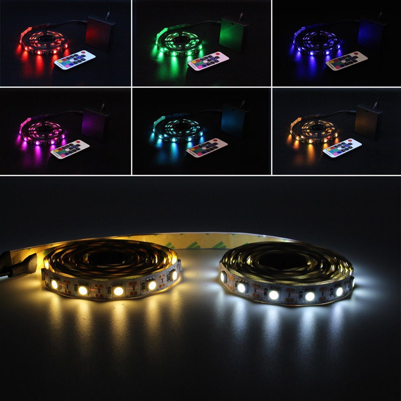 iscooter LED-Streifen LED Strip 5050 60 RGB, Tausend 5M IR Farben, Stripe Fernbedienung LED