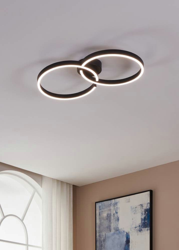 EGLO Deckenleuchte AMANDOLO, CCT - über Fernbedienung, Farbwechsel, RGB, LED fest integriert, RGB, warmweiß - kaltweiß, dimmbare Deckenlampe, Fernbedienung, Metall, RGB Backlight