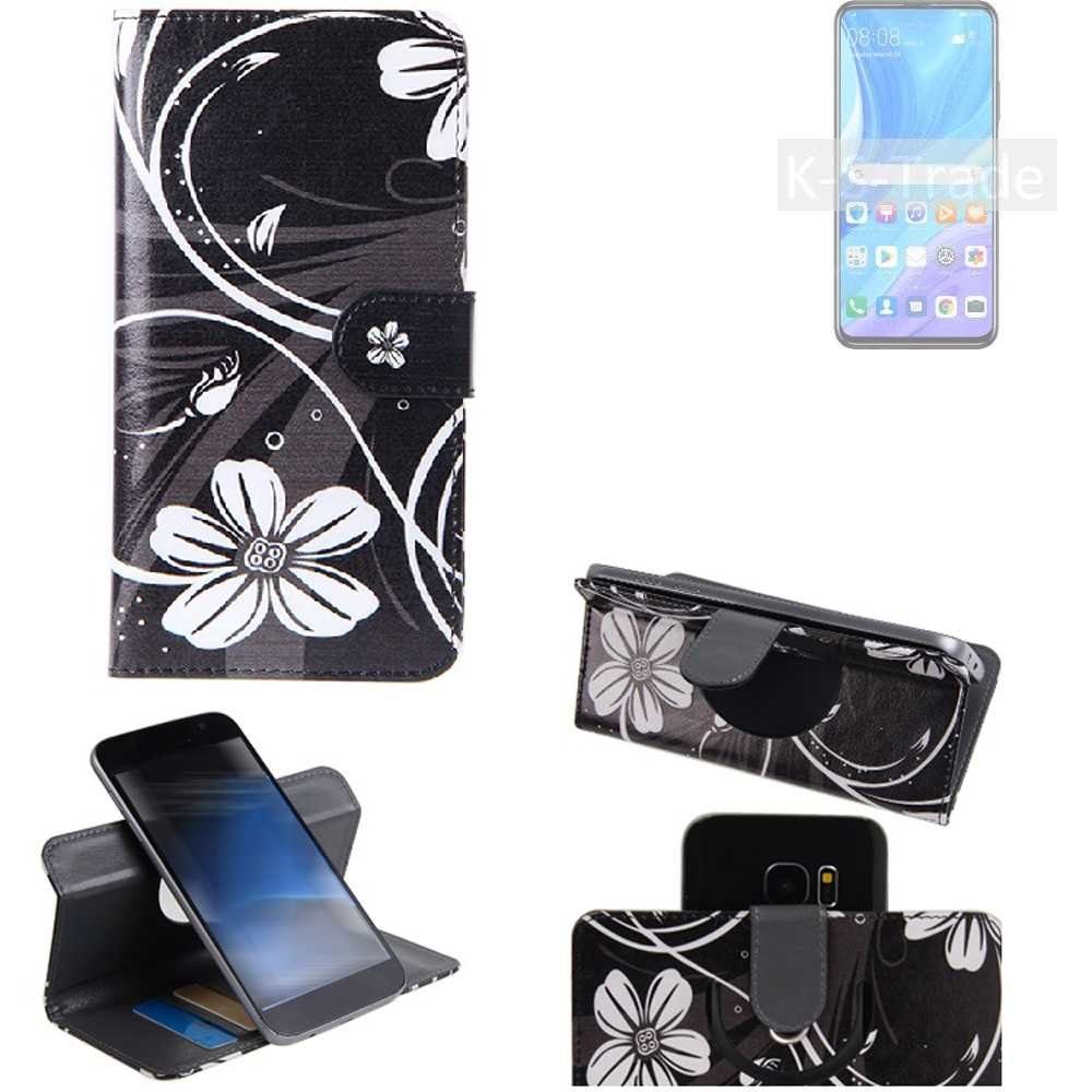 K-S-Trade Handyhülle für Huawei P smart Pro, Schutzhülle Handyhülle Hülle 360° Wallet Case ''Flowers''