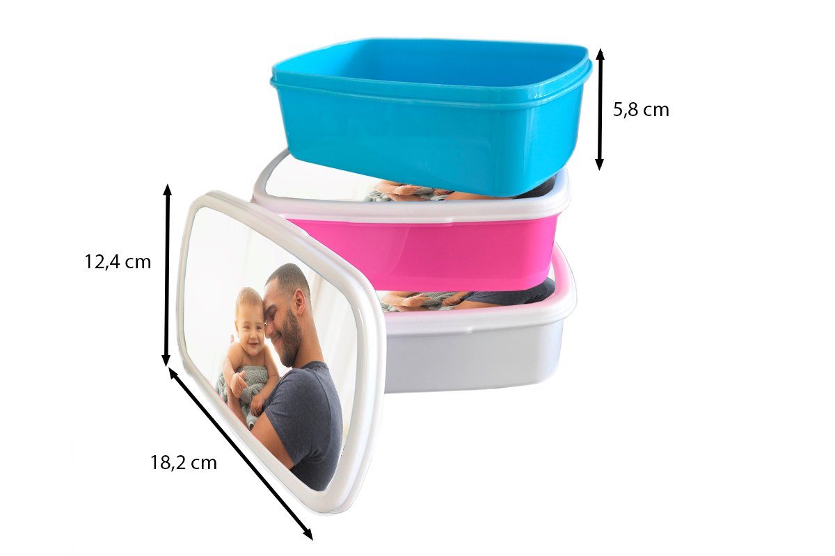 MuchoWow Lunchbox Vater mit Brotdose Kinder, Kunststoff, Morgen, für rosa Brotbox (2-tlg), Kind Kunststoff Snackbox, am Mädchen, Erwachsene