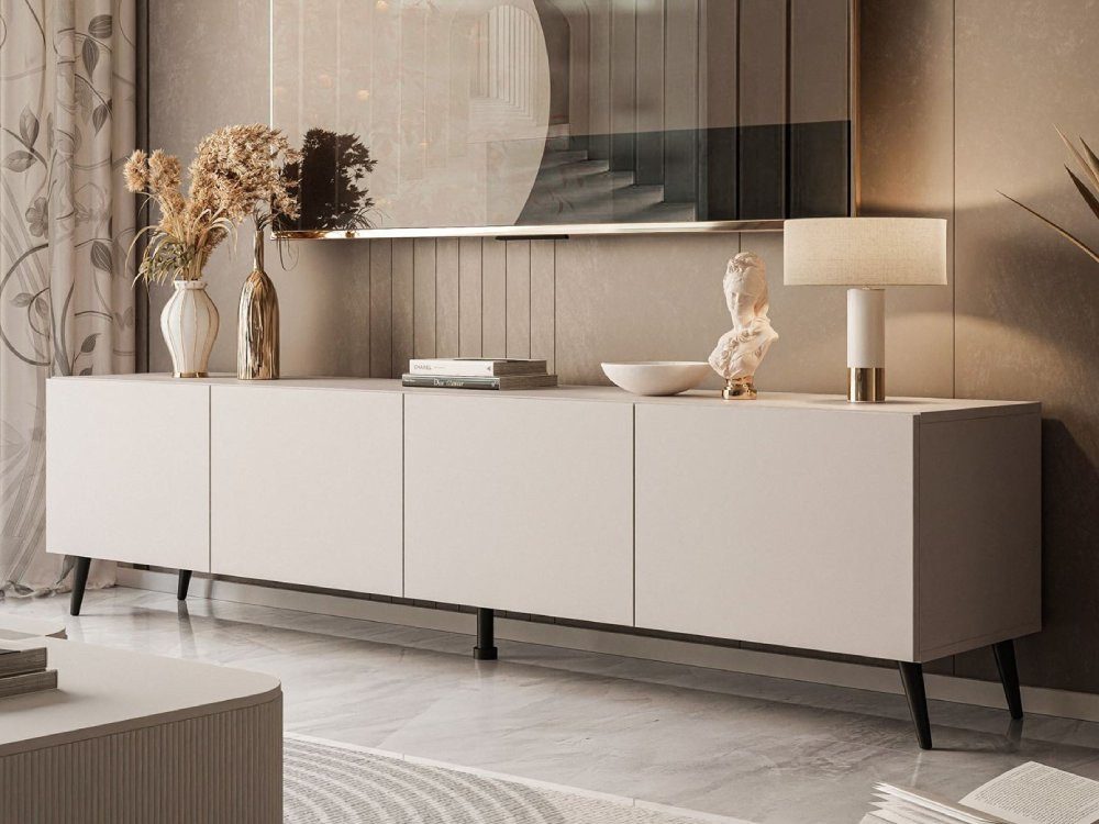 ALLHOUSE24 TV-Schrank LOGANTE 200 cm Breite Unterschrank TV Lowboard Metall Füße 200 cm Breite