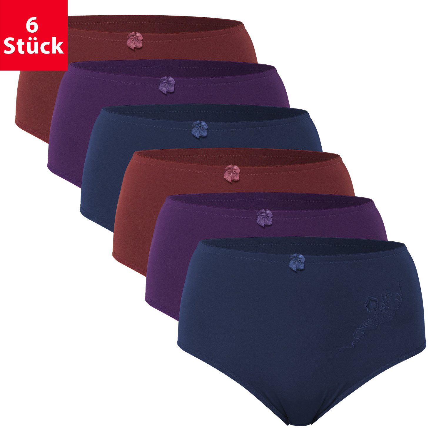 celodoro Slip Damen Taillenslip (6er Pack) Microfaser-Slip mit Stickerei