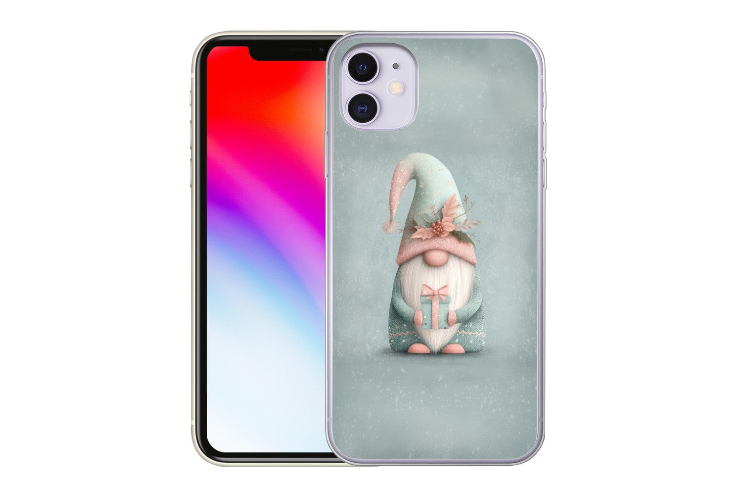 MuchoWow Handyhülle für Apple iPhone 11 Weihnachtszwerg - Geschenk - Grün, Smartphone-Bumper, Print, Handy Schutzhülle Dünn
