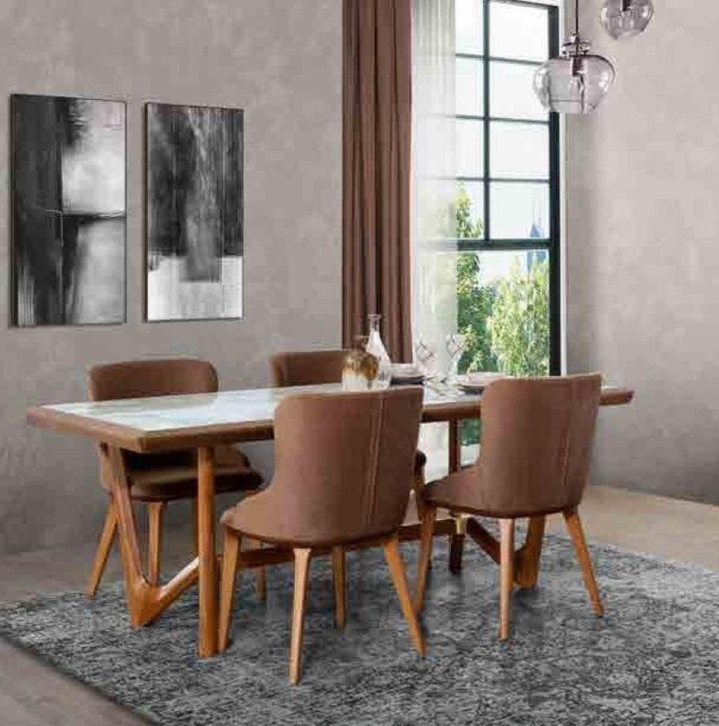 Design Holz Stühle Esstisch JVmoebel Esszimmer-Set, Esszimmer Luxus Stuhl Set Tisch Tische