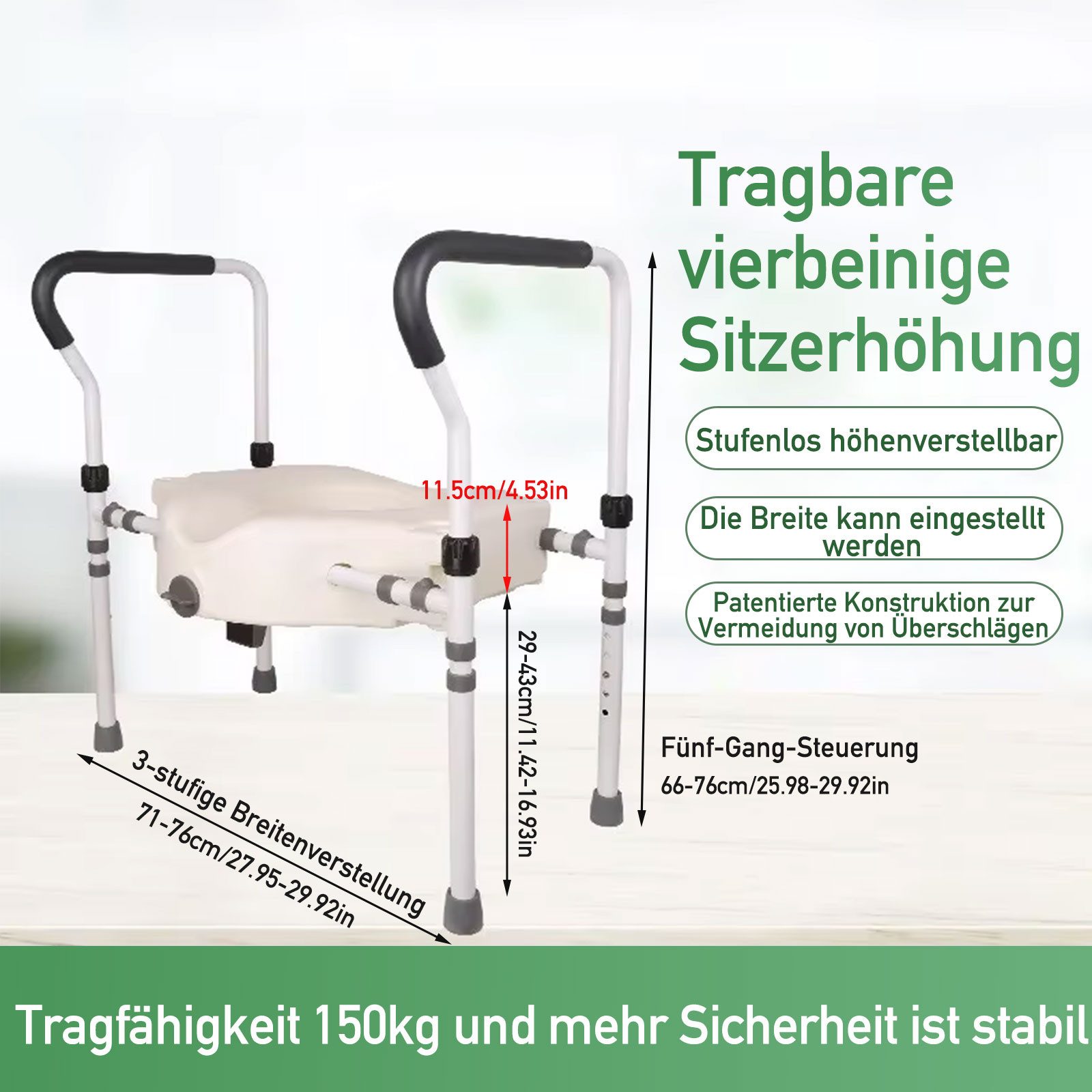 TWSOUL Toilettensitzerhöhung mit Armlehnen, Einstellbare Höhe&Breite günstig online kaufen